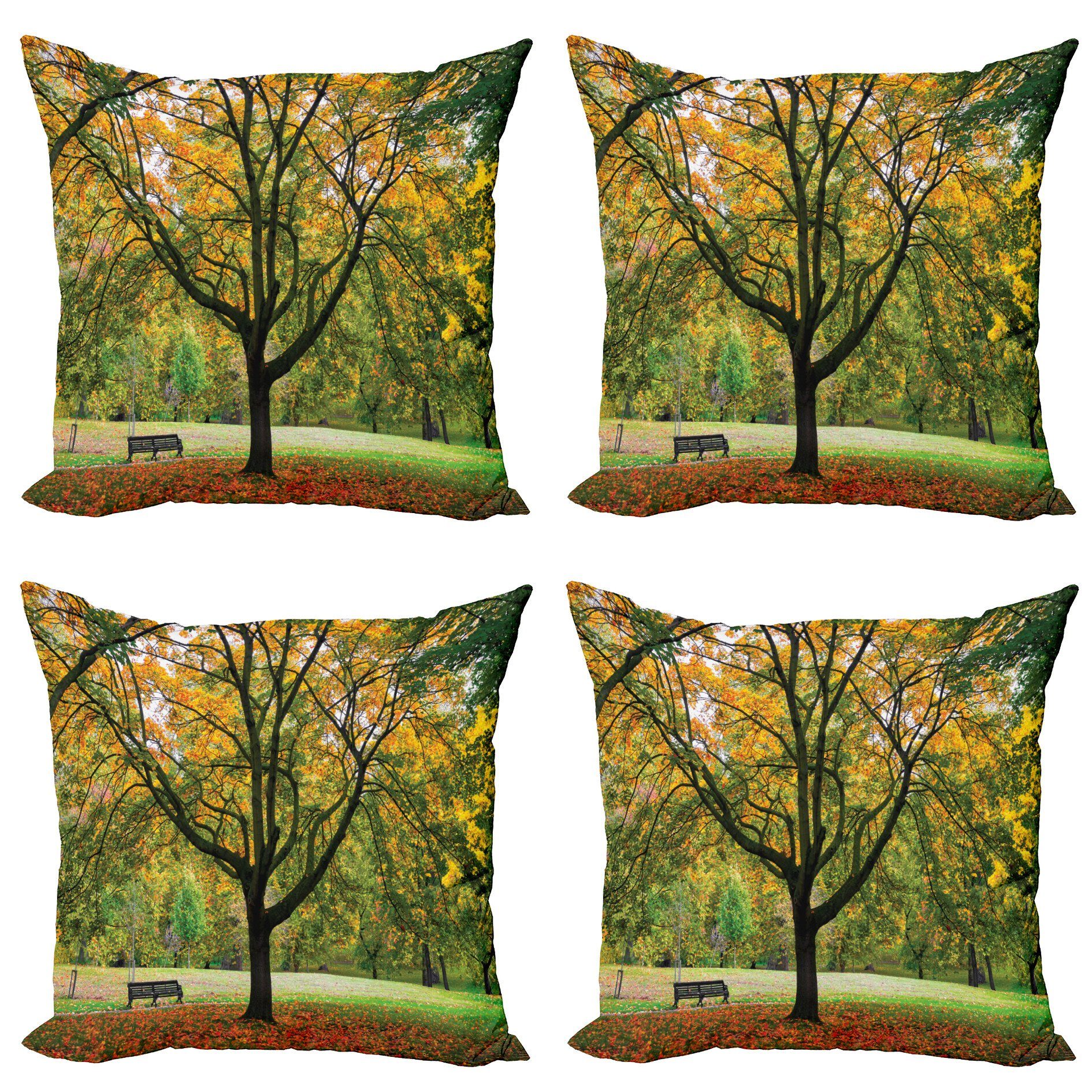 Kissenbezüge Modern Accent Doppelseitiger Digitaldruck, Abakuhaus (4 Stück), Fallen Herbst-Park Blätter Natur