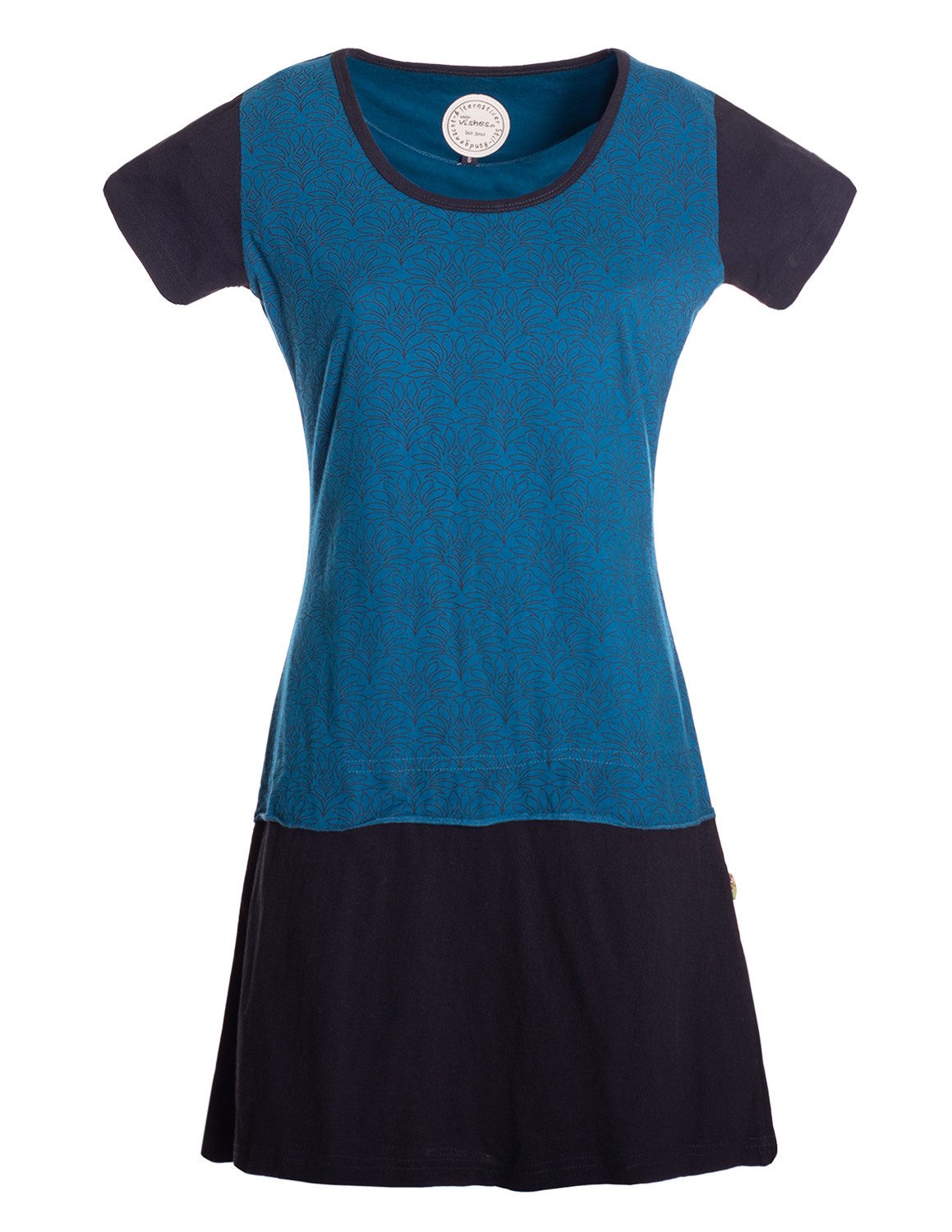Vishes Jerseykleid Kurzarmkleid Damen Bedruckt Zweifarbig Abgesetzt Jersey Alternative Mode, Boho, Hippie, Ethno, Festival