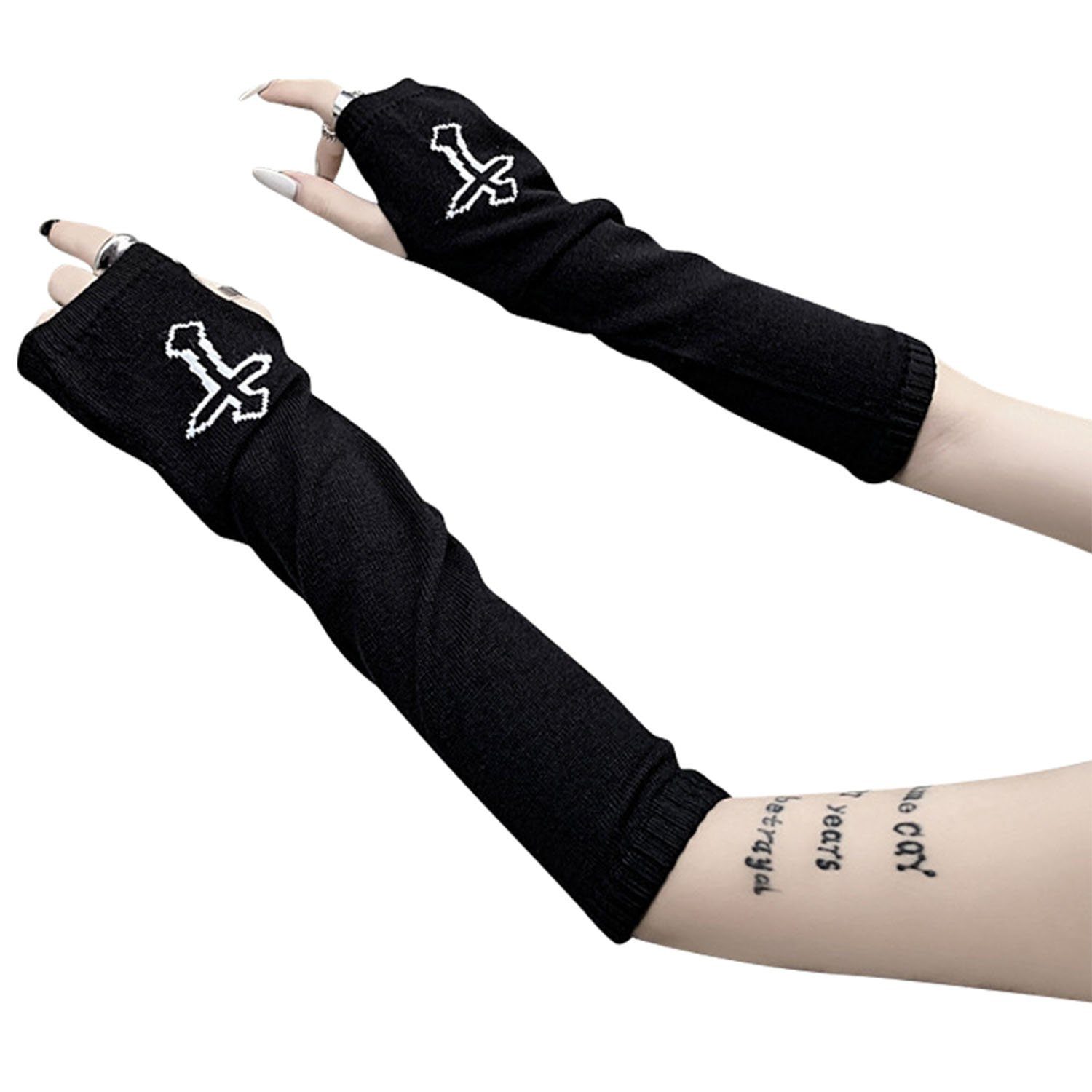 Goth Strickhandschuhe Armstulpen Lange Fingerlose MAGICSHE