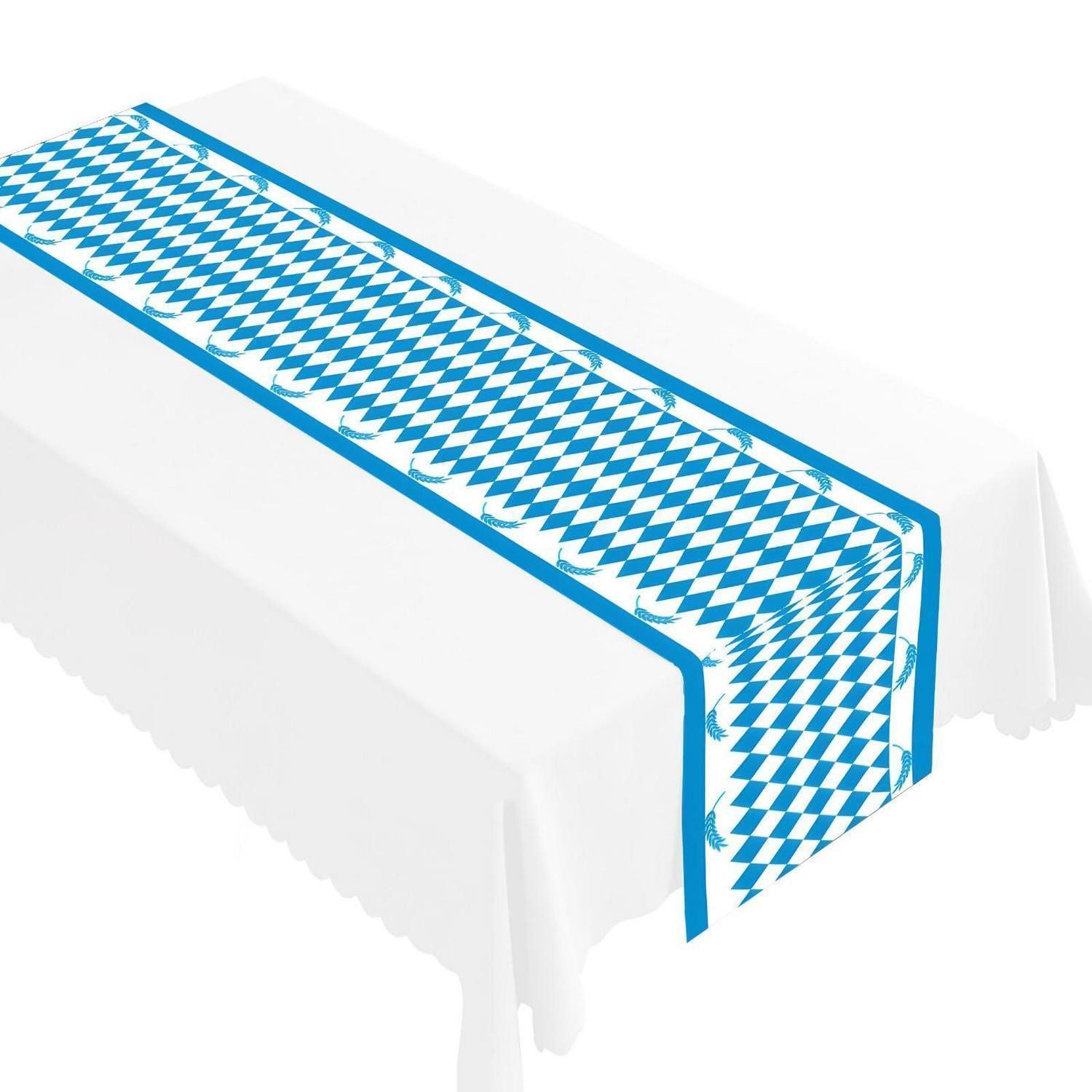 LuxusKollektion Tischdecke Tischdecke Oktoberfest Bayerisch Blau-Weiß 35x180cm (1-tlg)