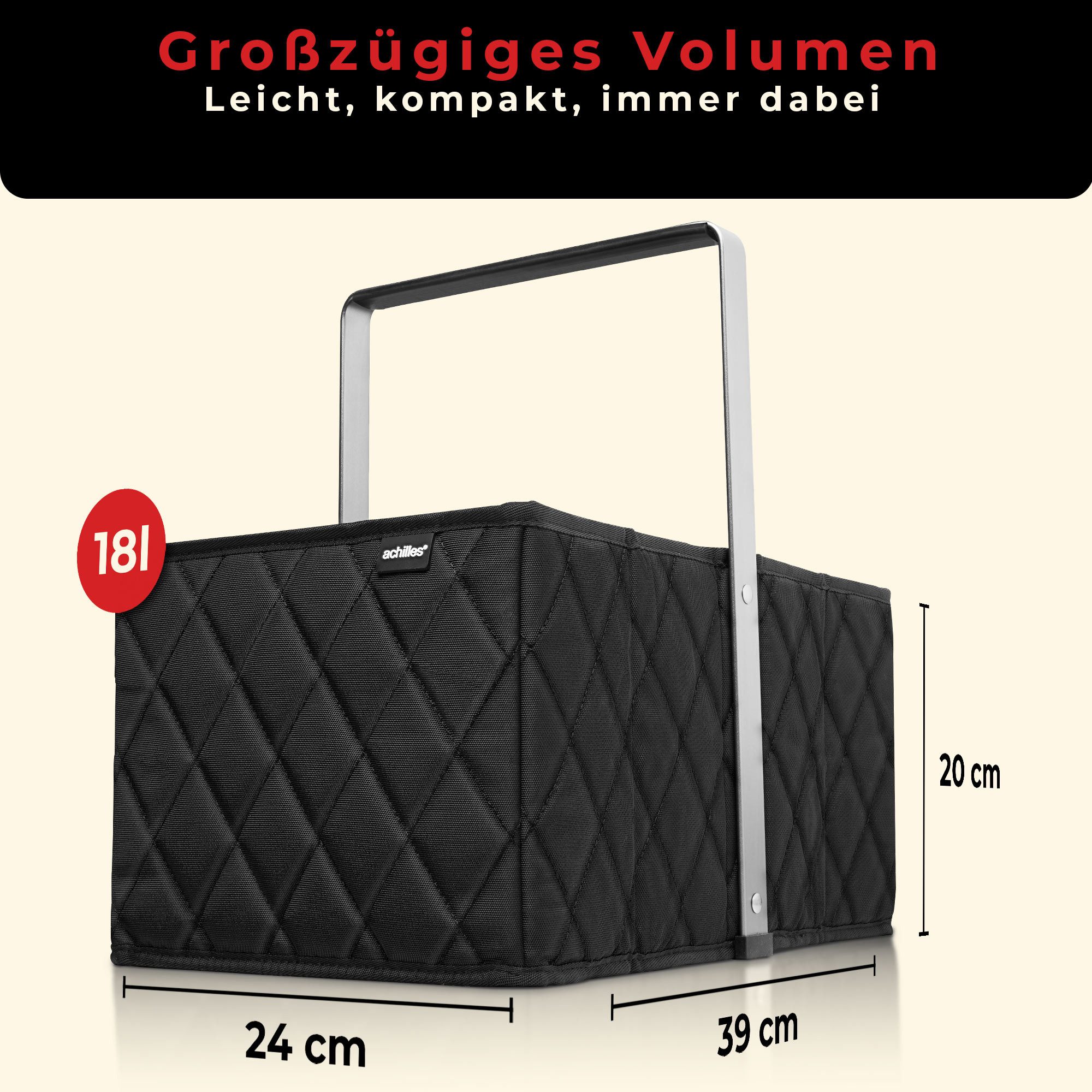 achilles Einkaufskorb Einkaufskorb Edge - klappbare praktischer Tragekorb zum Einkaufen