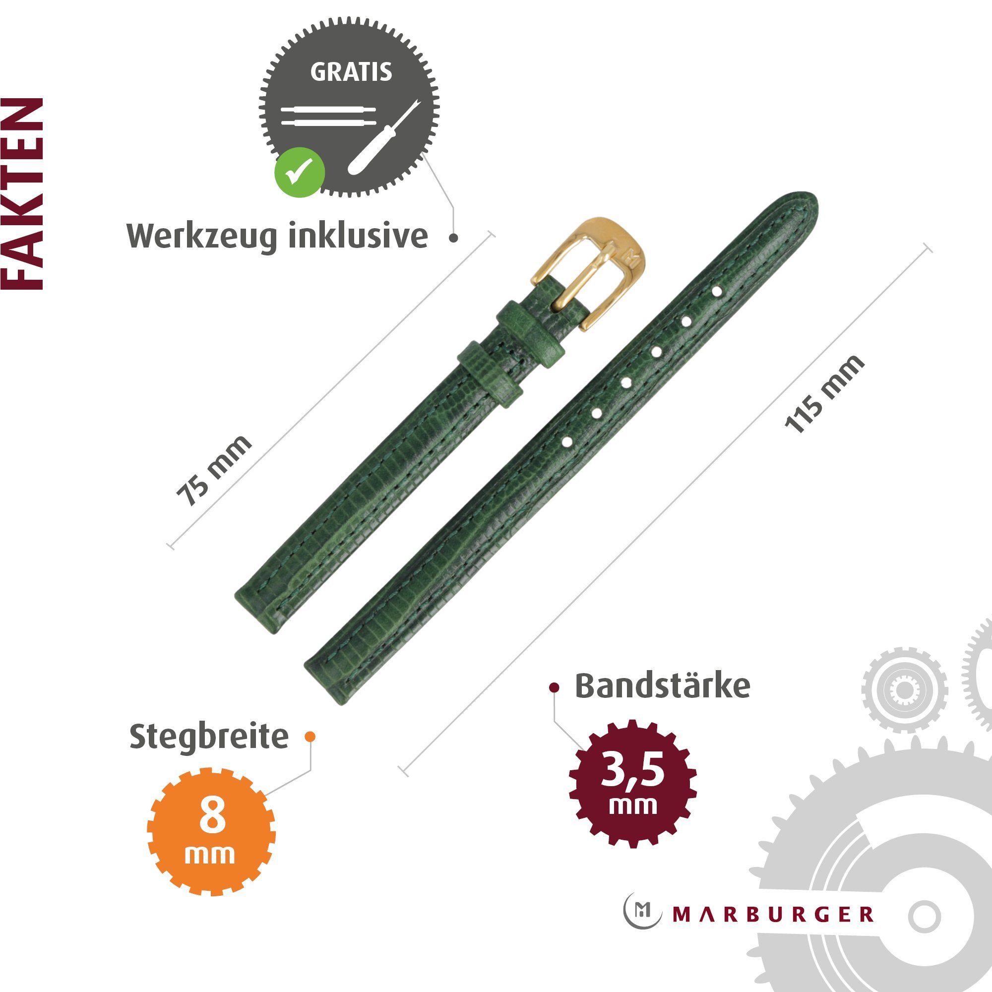 MARBURGER Uhrenarmband 8mm Leder günstig online kaufen
