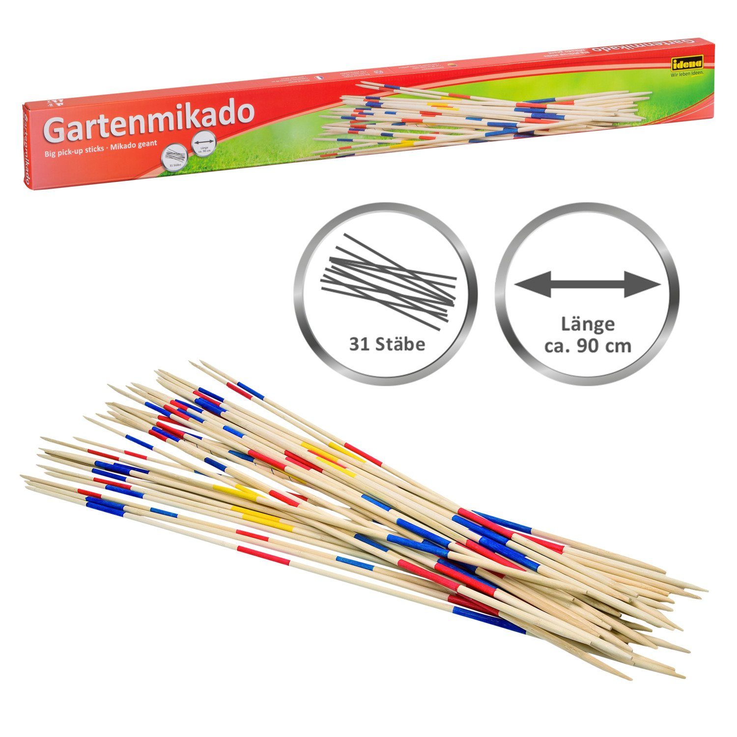 Idena Spiel Idena 6066132 - Gartenmikado mit 31 Stäben aus Bambusholz, für Kinder