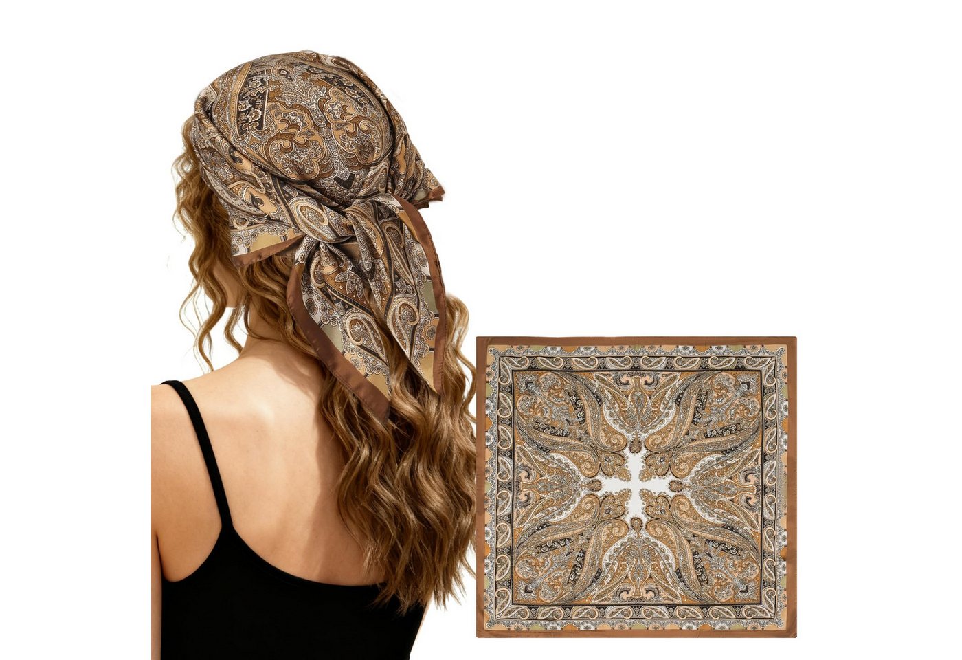 Zaewry Seidentuch Damen Seide Gefühl Schal Halstuch Schal Frauen Scarf Bandana, (1-St), Taschentuch Ansatz Handgelenk
