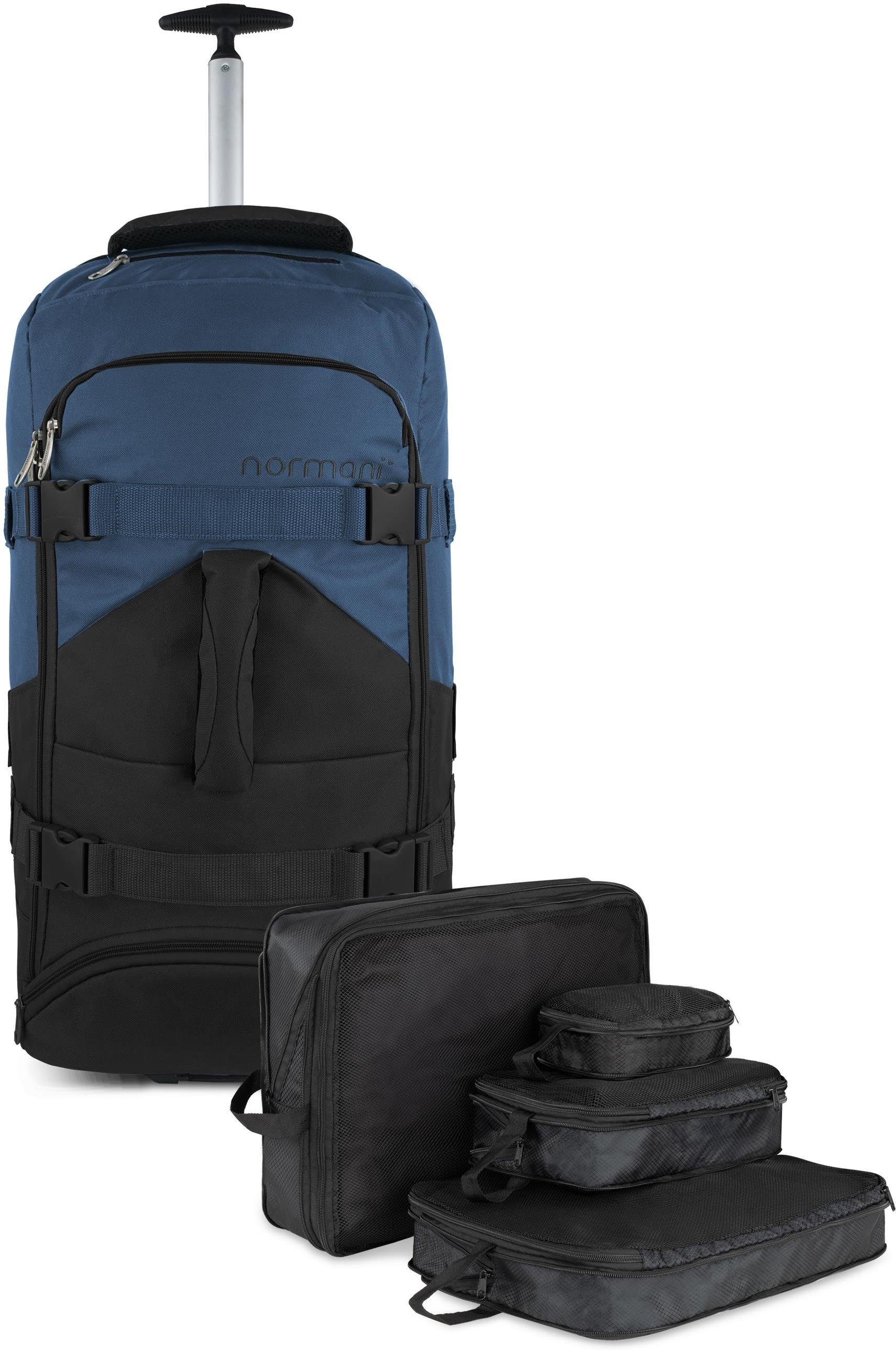 normani Reisetasche Reisetasche 60 L mit 4 Kleidertaschen, Rucksack mit Trolleyfunkion 60 Liter Schwarz/Navy
