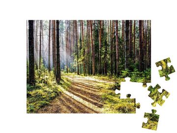 puzzleYOU Puzzle Weg im tiefen Wald mit Sonnenstrahlen, 48 Puzzleteile, puzzleYOU-Kollektionen Wälder, Wald & Bäume