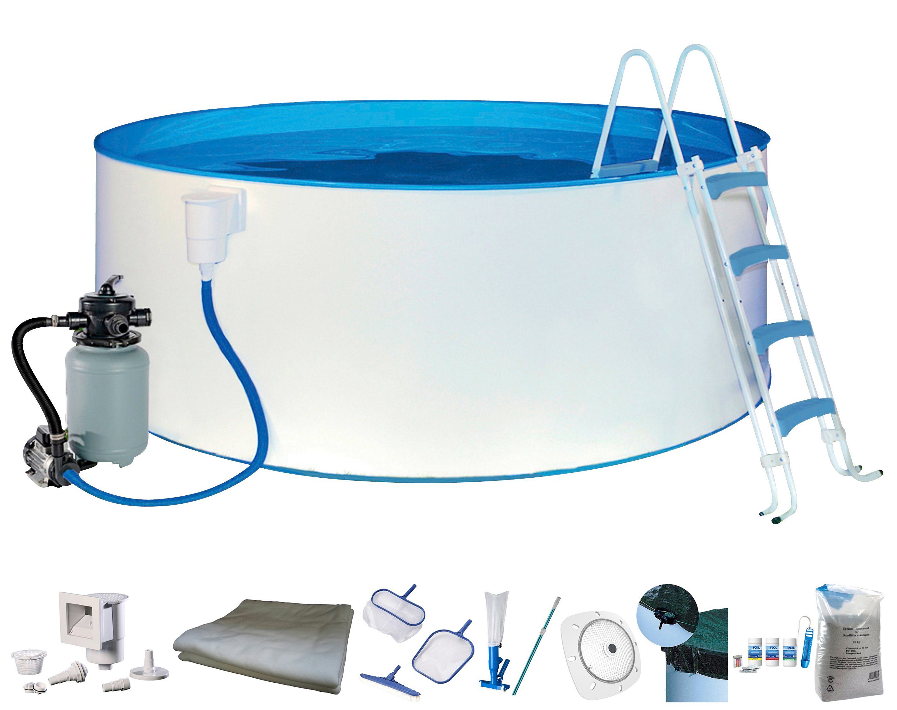 KONIFERA Rundpool RÜGEN 2 (Set, 10-tlg), mit LED-Scheinwerfer zur stimmungsvollen abendlichen Beleuchtung