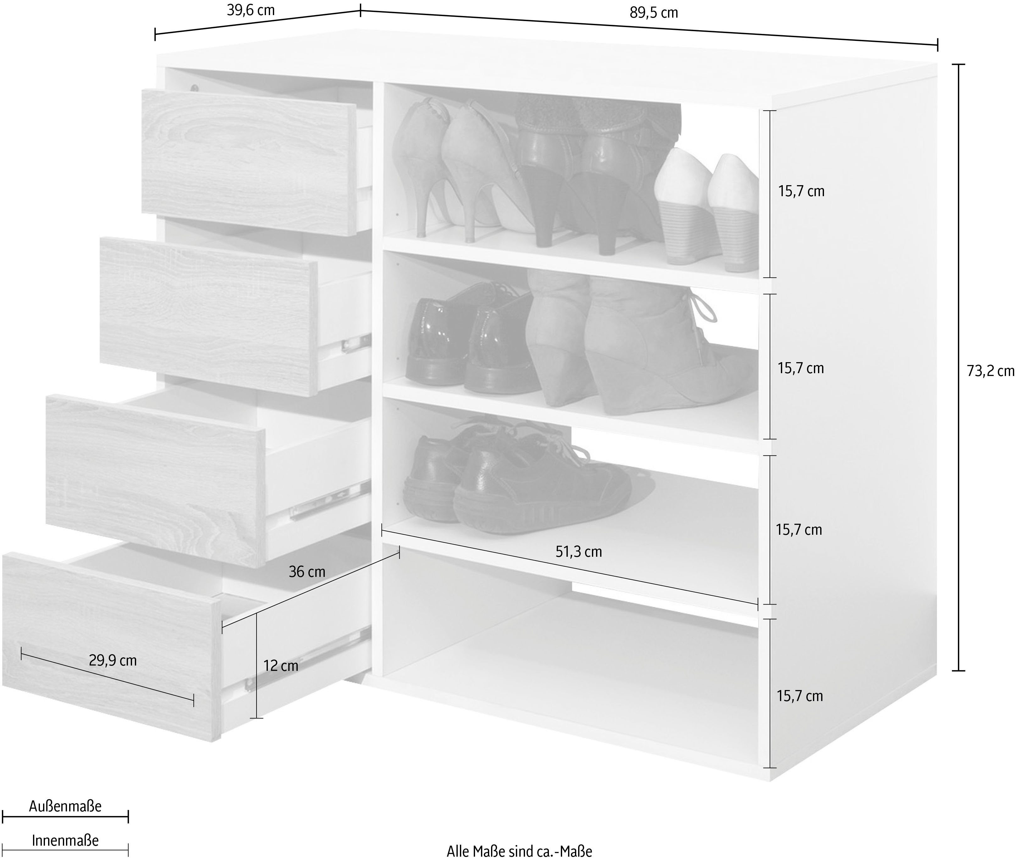 TemaHome Kleiderschrank ausziehbarer viele Tom cm weiß Kleiderschrank, und Höhe Fächer, Vorhang 181