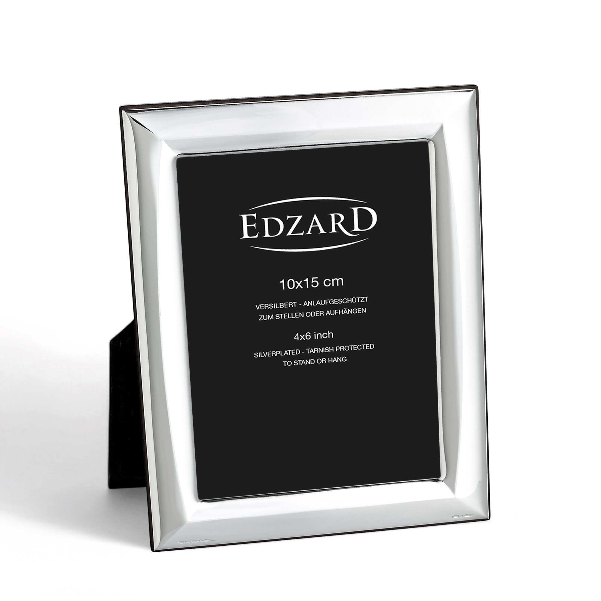 EDZARD Bilderrahmen Serino, für 10x15 cm Foto, edel versilbert & anlaufgeschützt, Holzdekor-Rücken