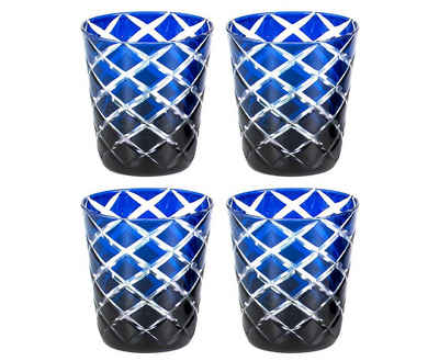 EDZARD Gläser-Set Dio Blau, Kristallglas, 4er-Set, handgeschliffene Überfanggläser, Longdrinkgläser-Set, 230 ml