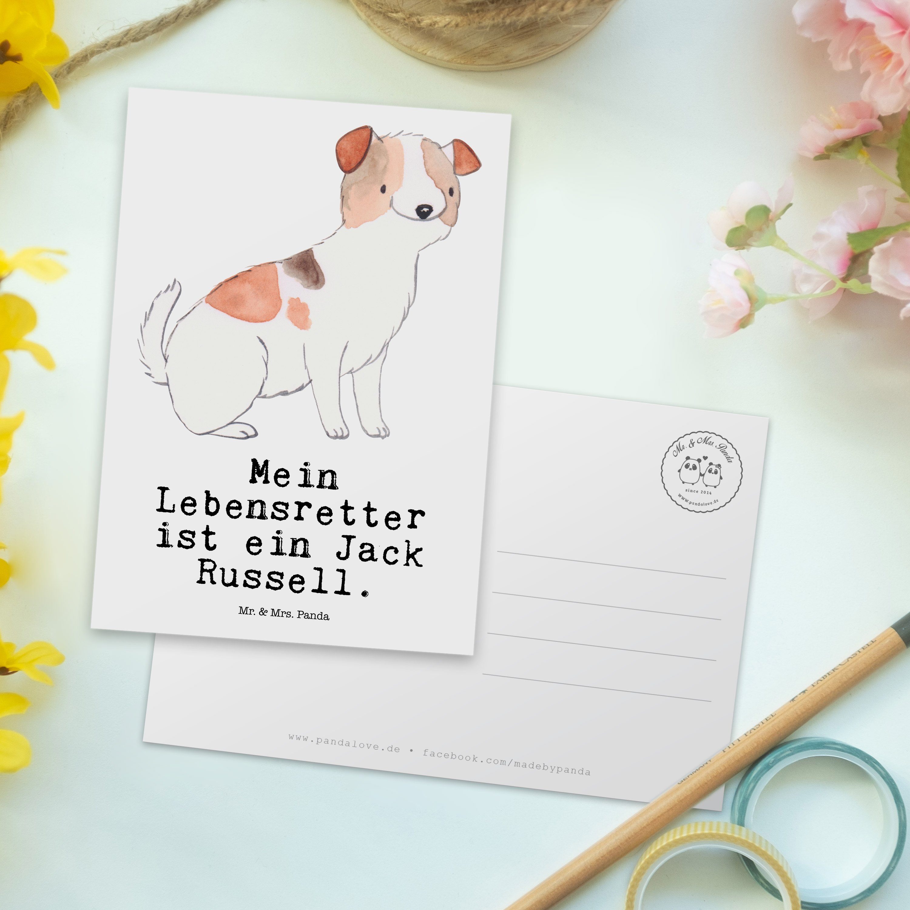 Jack Geschenk, - Weiß Hundebesitzer, & Lebensretter Postkarte Russel Panda Ra - Mrs. Terrier Mr.