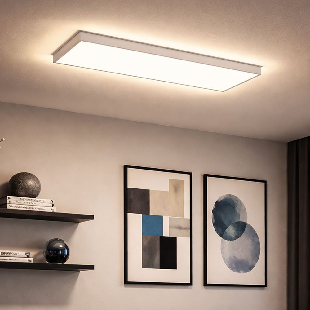 Briloner Leuchten LED Deckenleuchte, LED-Leuchtmittel fest verbaut, Warmweiß, Deckenpanel Deckenleuchte LED weiß opal Backlight Wohnzimmerleuchte