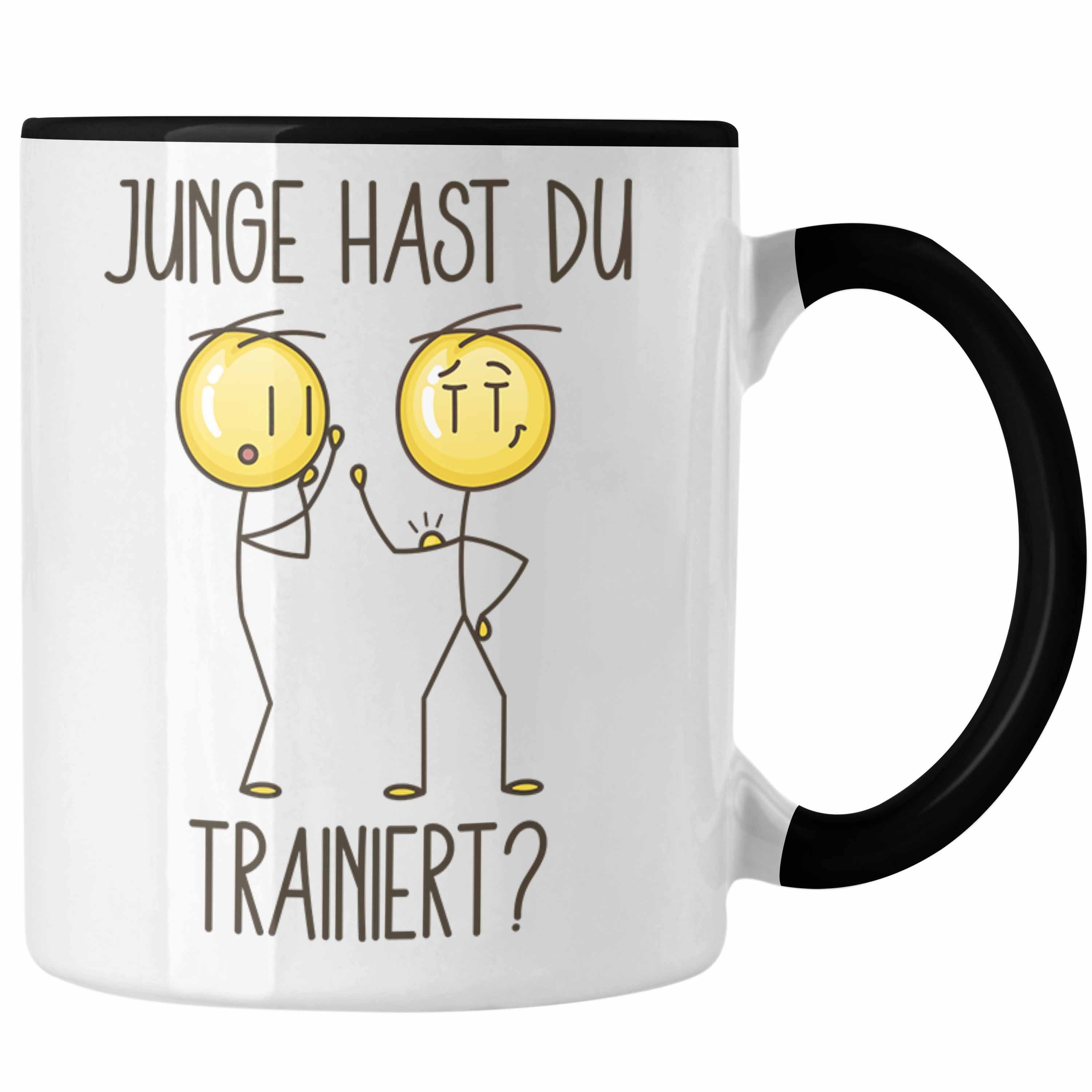 Trendation Tasse Junge Hast Du Trainiert Tasse Lustige Pumper Gym Geschenkidee Kaffeeta Schwarz