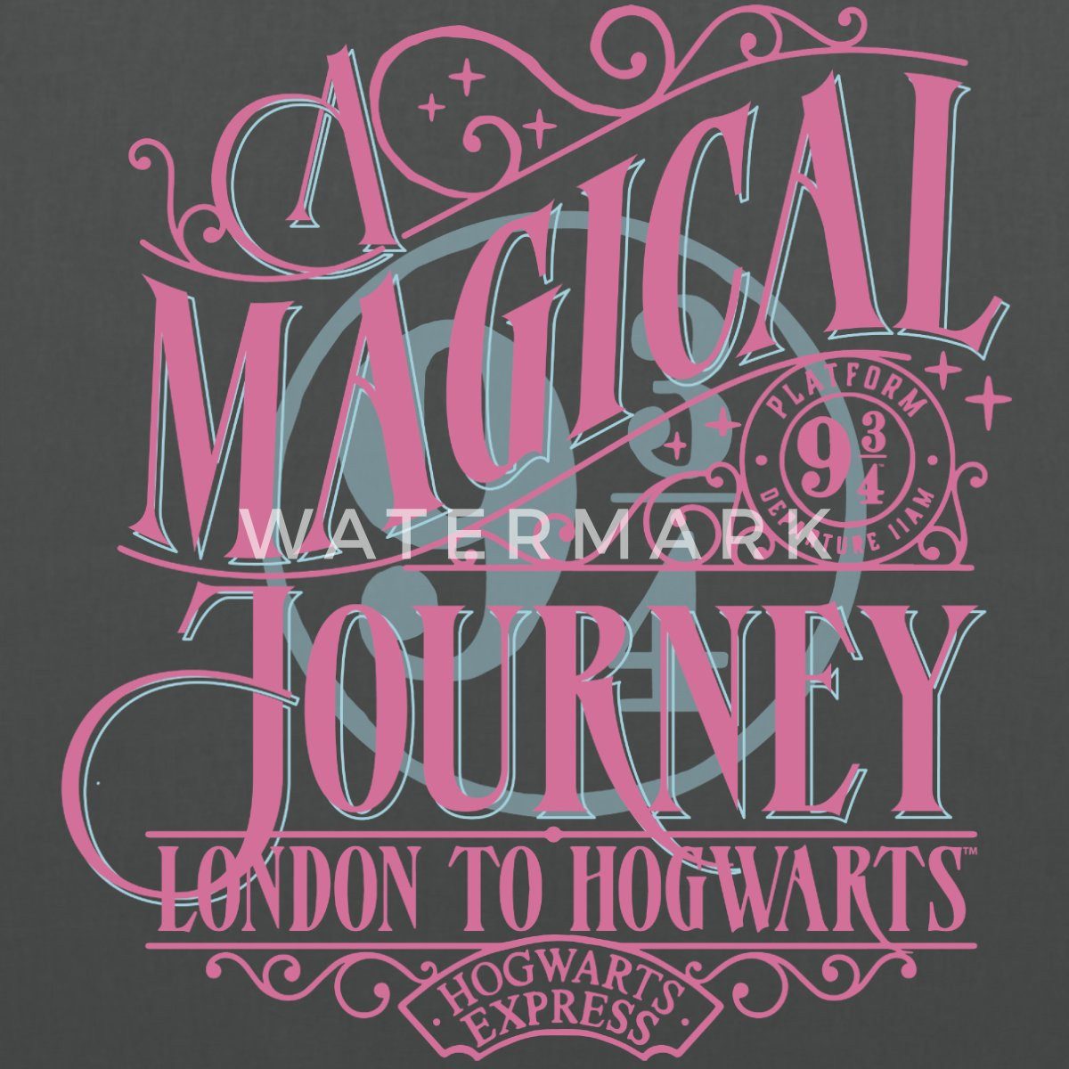 Spreadshirt Henkeltasche Harry Potter Gleis 9 ¾ Design In Rosa & Blau Stoffbeutel (1-tlg)