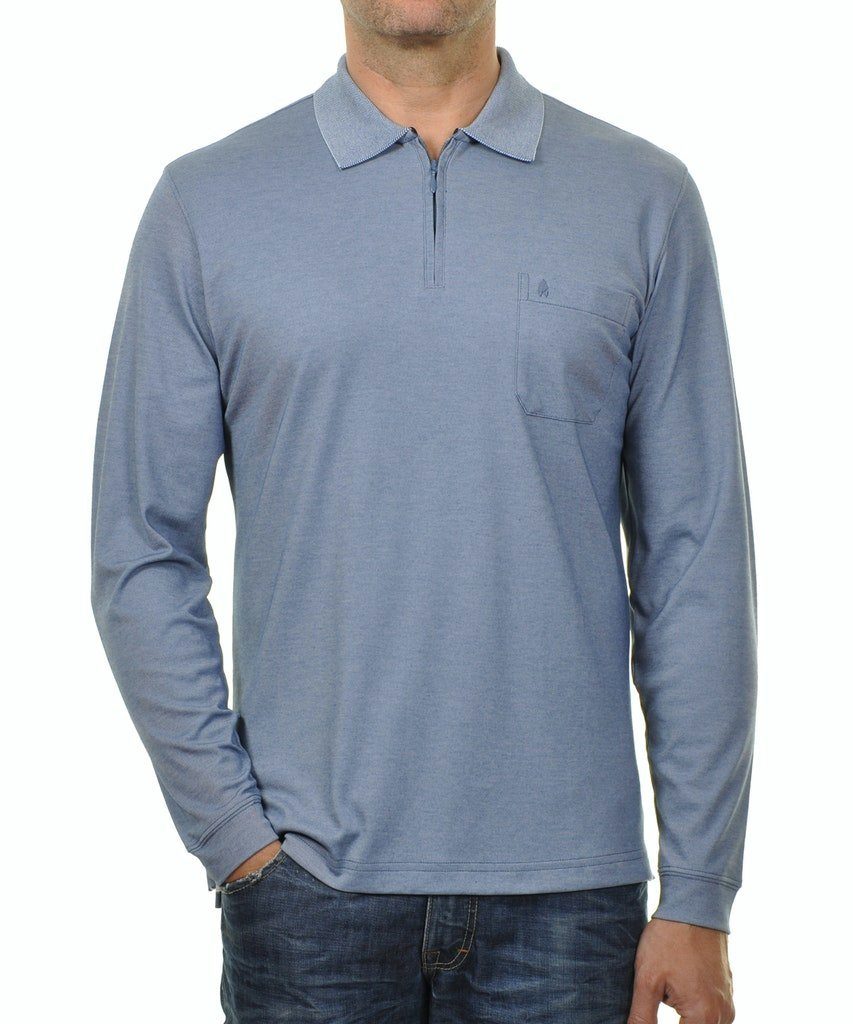RAGMAN Langarmshirt, einfarbig 073-MARINE MEL | Shirts