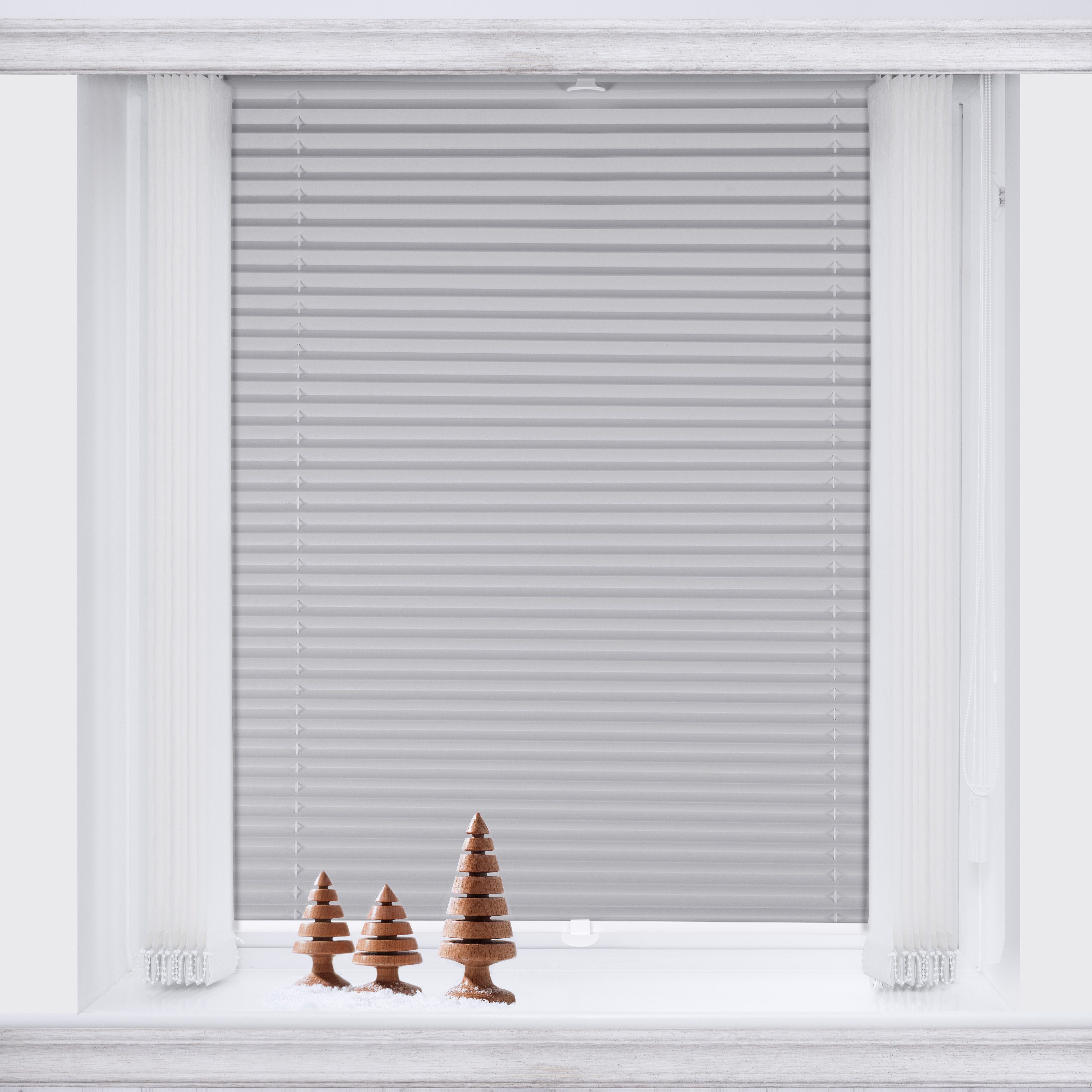 Sekey Plissee Plissee ohne Bohren Klemmfix verspannt für Fenster & Tür Lichtschutz, blickdicht, Klemmfix, Faltenstore Klemmfix Lichtschutz und Sichtschutz 50x130cm Hellgrau