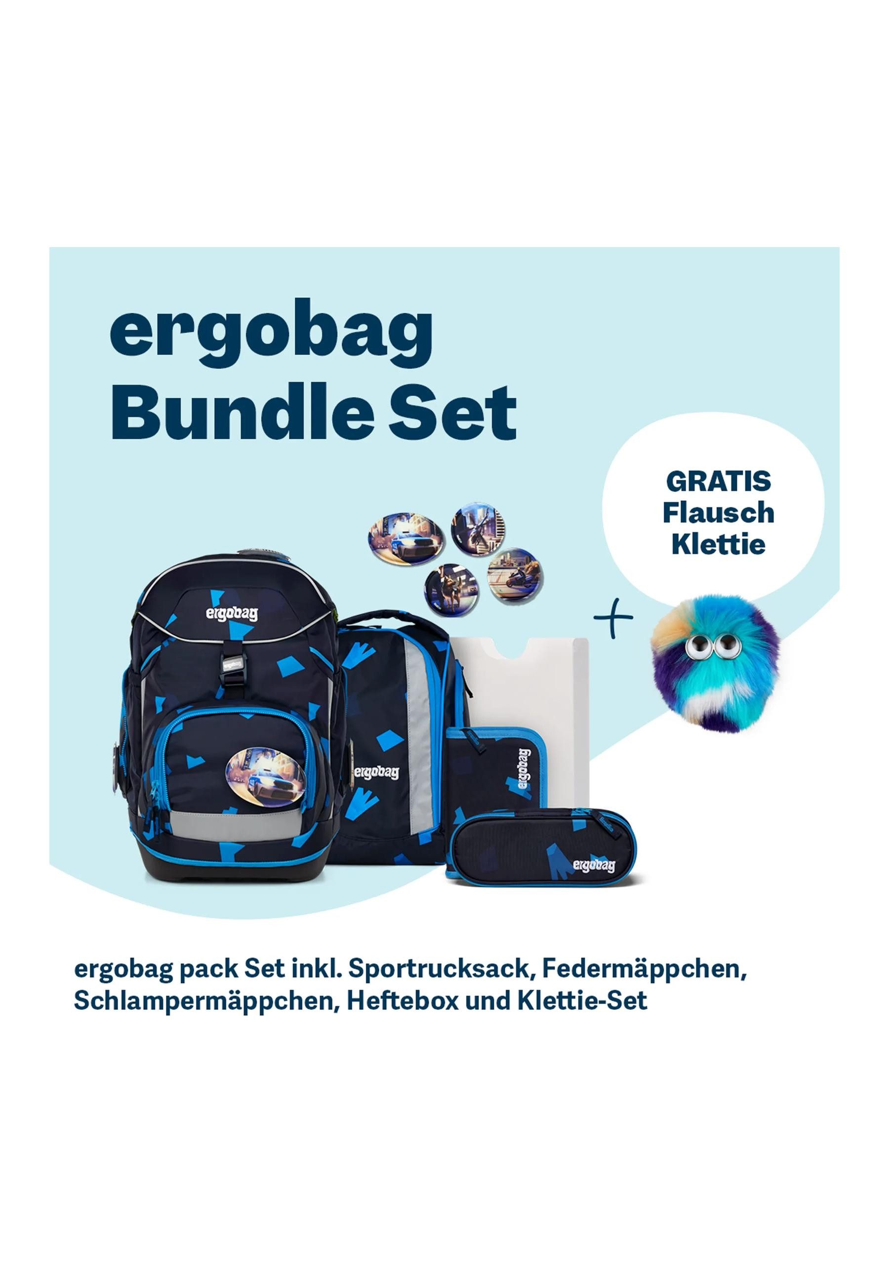 ergobag Schulranzen pack Set Bundle . (7-tlg., 7-teiliges Set), größenverstellbares Rückensystem