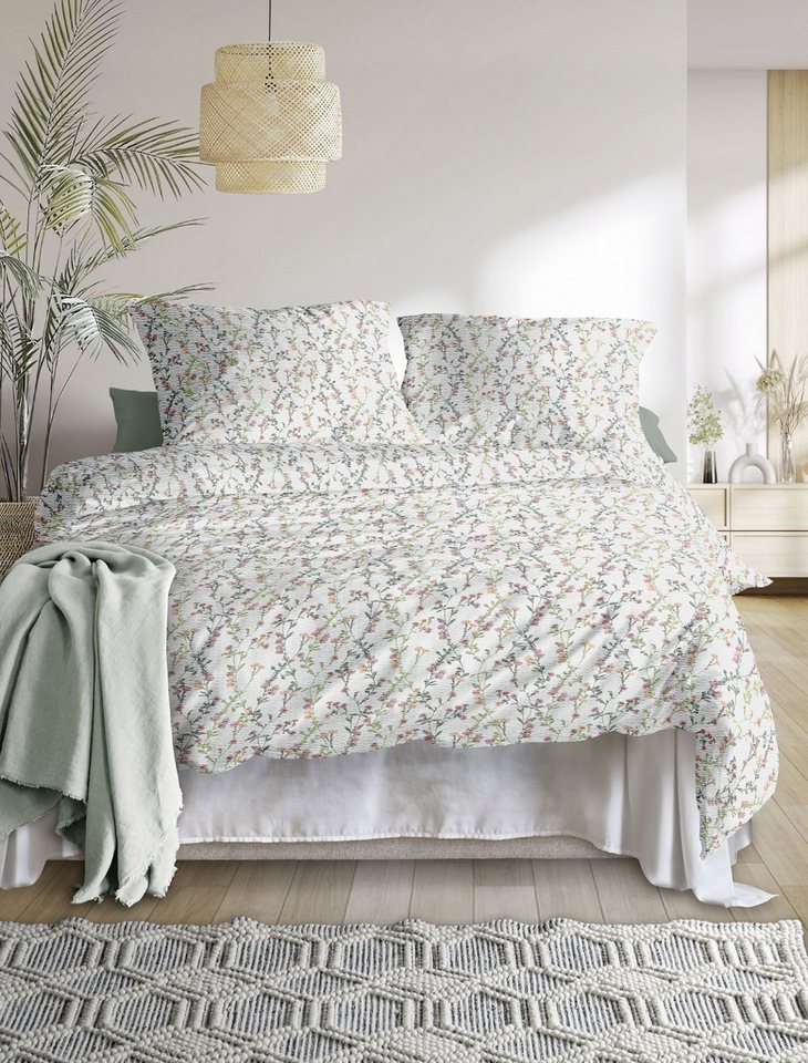 Irisette Bettwäsche Irisette Easy Soft-Seersucker Bettwäsche 135x200 Streublümchen weiß, Seersucker, 2 teilig, für Sommer und Winter