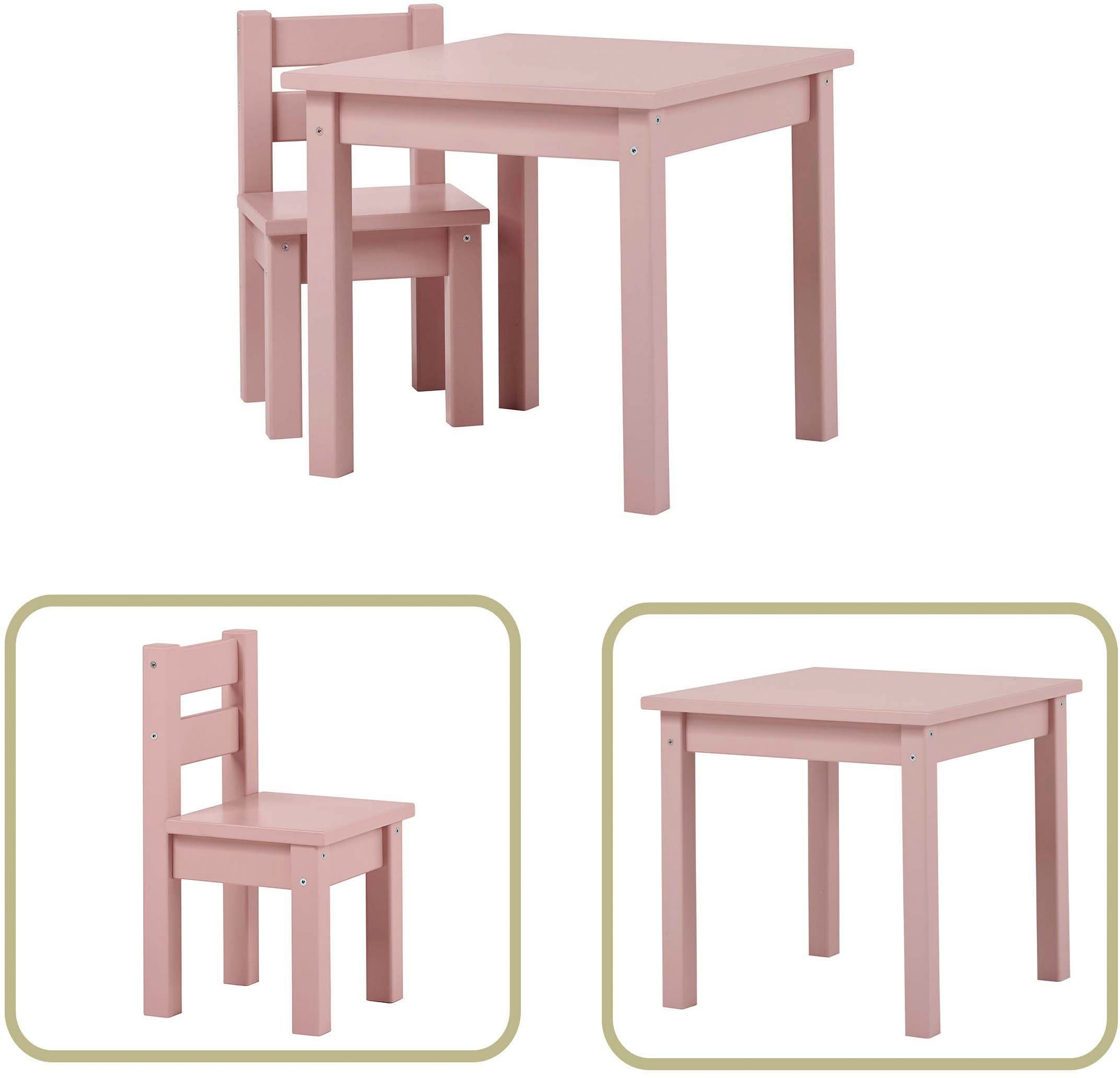 Hoppekids Kindersitzgruppe MADS Kindersitzgruppe, (Set, 2-tlg., 1 Tisch, 1 Stuhl), in vielen Farben, mit einem Stuhl hellrosa