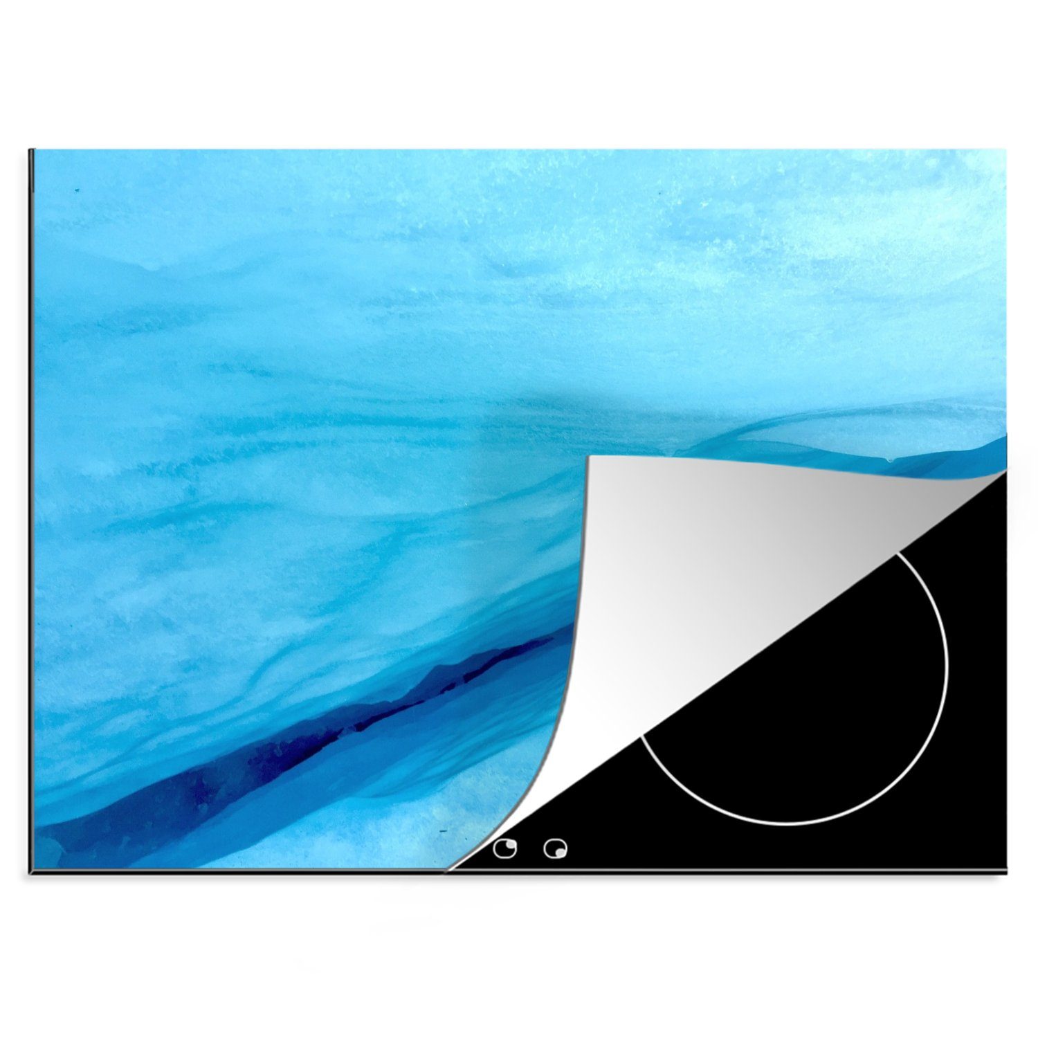MuchoWow Herdblende-/Abdeckplatte Hellblaue Schlucht im Eis des Valdez-Gletschers, Vinyl, (1 tlg), 70x52 cm, Mobile Arbeitsfläche nutzbar, Ceranfeldabdeckung