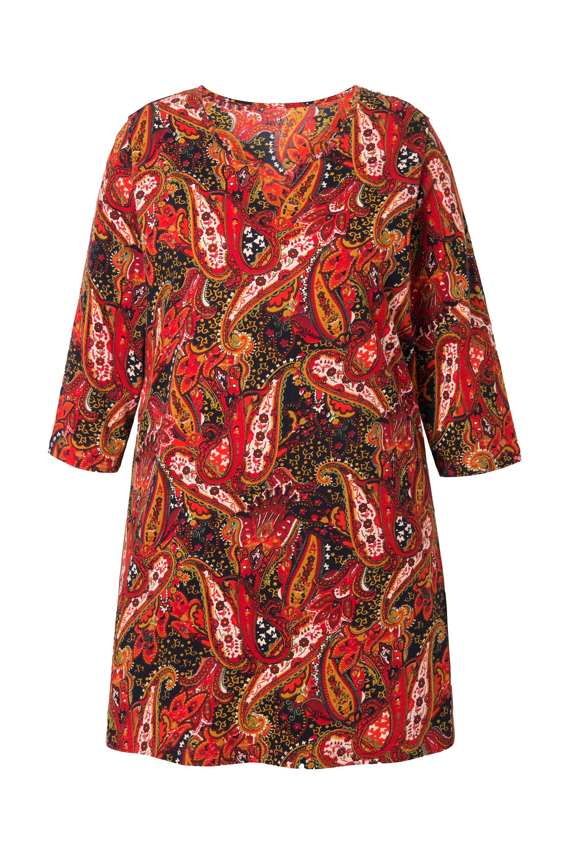 Ulla Popken Longshirt Longshirt Paisley A-Linie Tunika-Ausschnitt günstig online kaufen