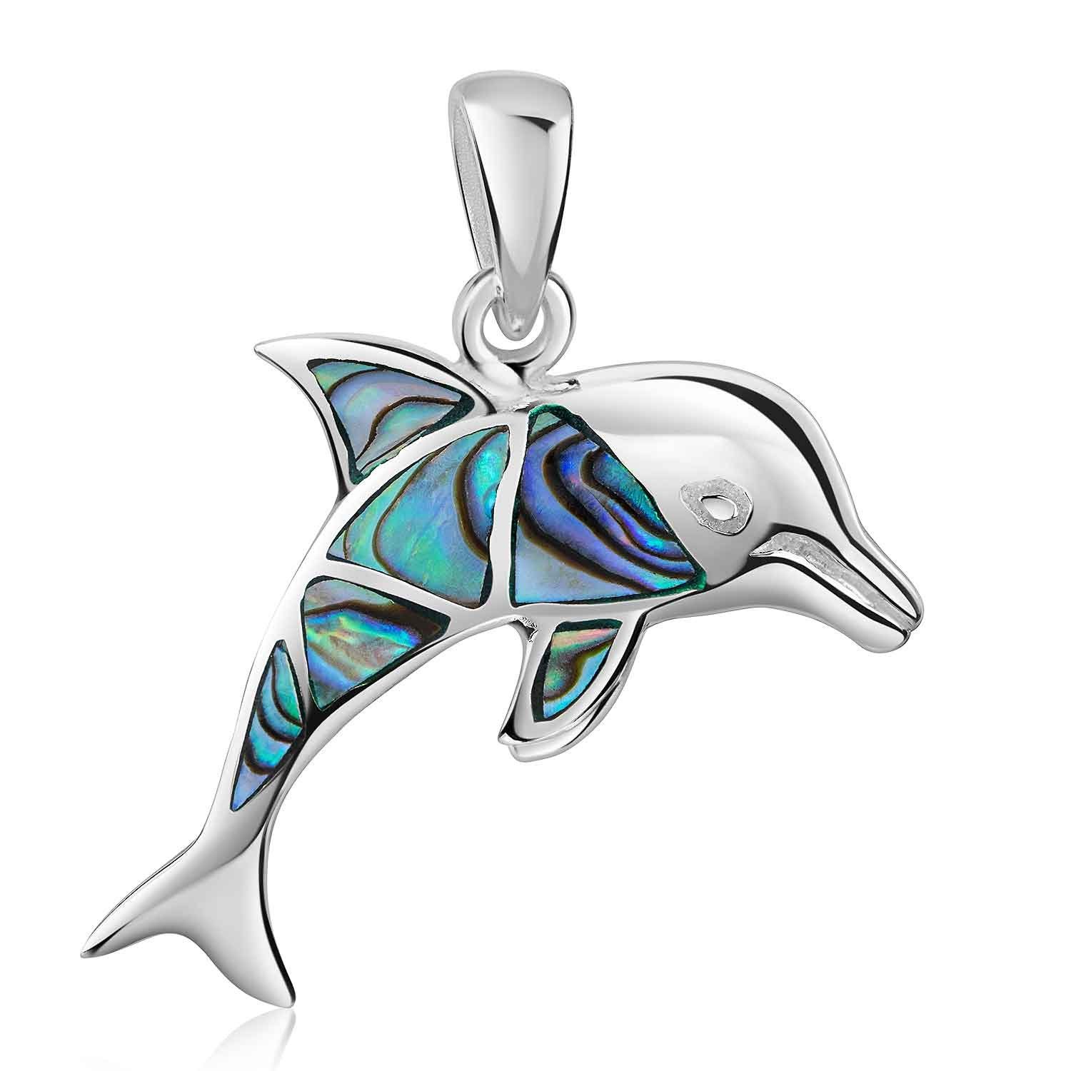 Kettenanhänger Delfin Dolphin mit Abalone Perlmutt grün KA-356