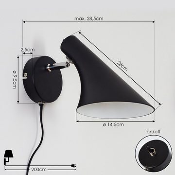 hofstein Wandleuchte »Luzzi« Wandlampe aus Metall in Schwarz und chrom, ohne Leuchtmittel, mit verstellbarem Lampenschirm, E14 Fassung, mit An- & Ausschalter