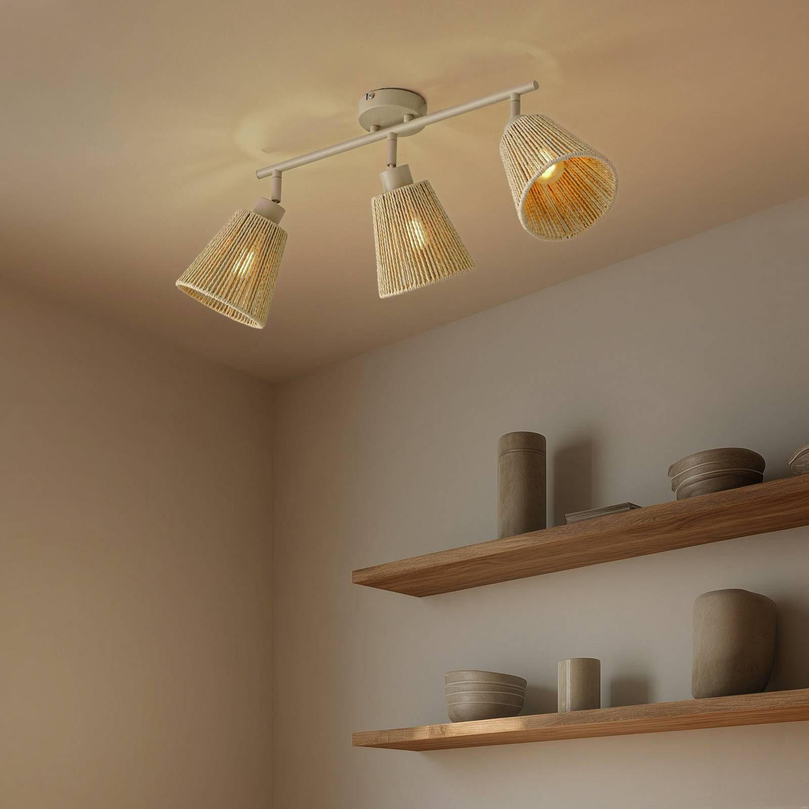 Lindby Deckenleuchten Anuva, Creme IP20, 3 x 10 W LED