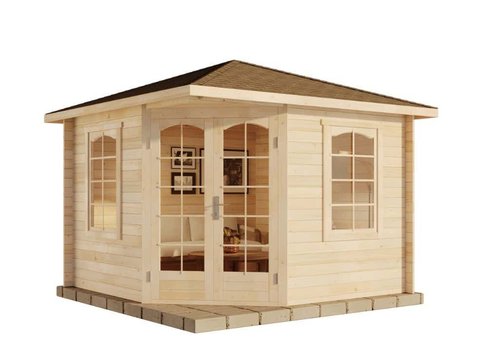 Alpholz Gartenhaus Holz 5-Eck Viking, BxT: 326x326 cm, in Naturbelassen mit 28mm Wandstärke