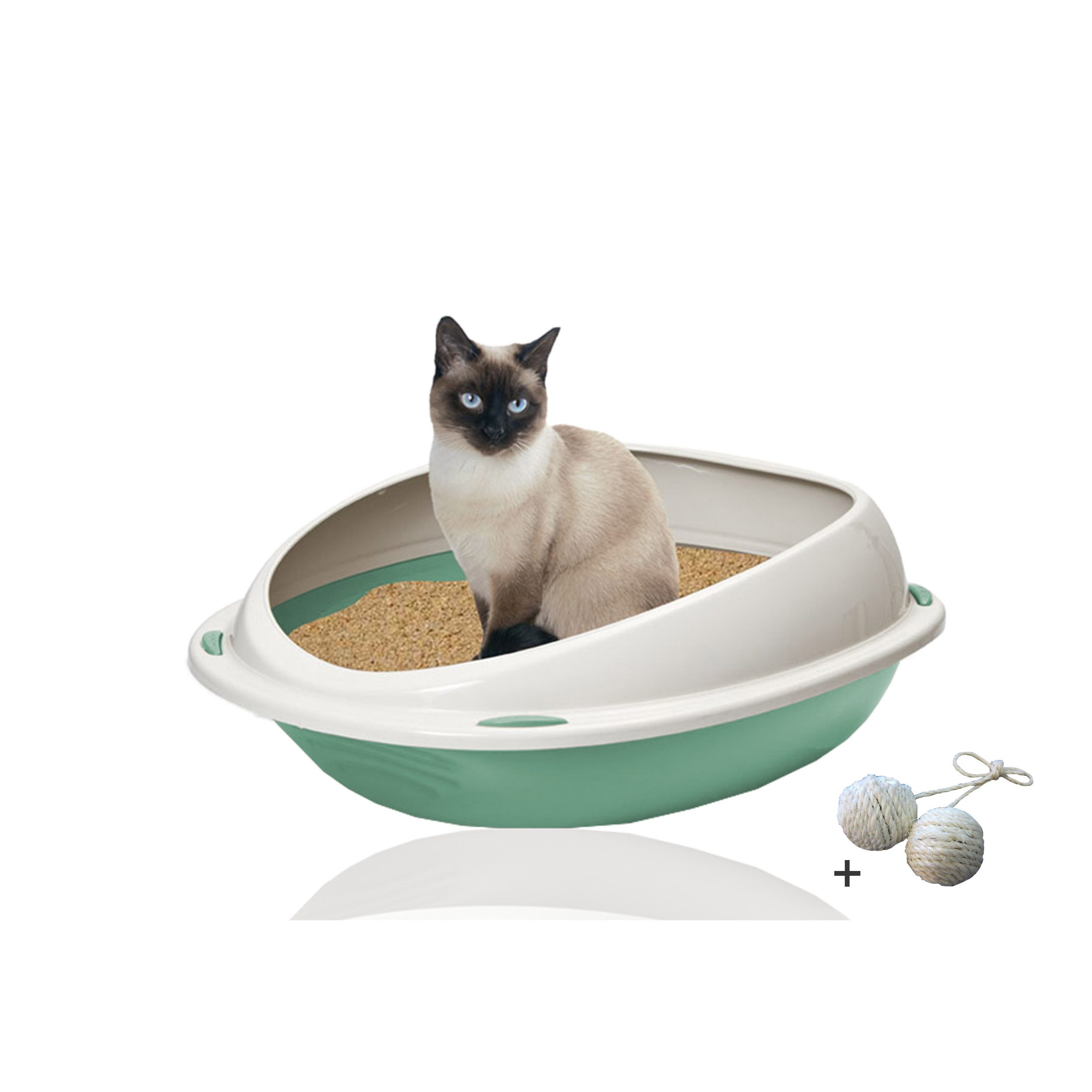 Katzentoilette Katzenklo für große Katzen, hoher Rand, platzsparende Schalentoilette