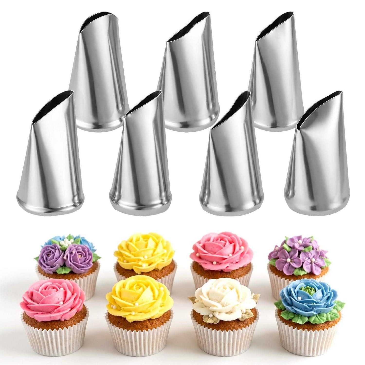 LuxusKollektion Spritztüllen Spritzbeutel-Tüllen-Set Edelstahl 7tlg. Blüten