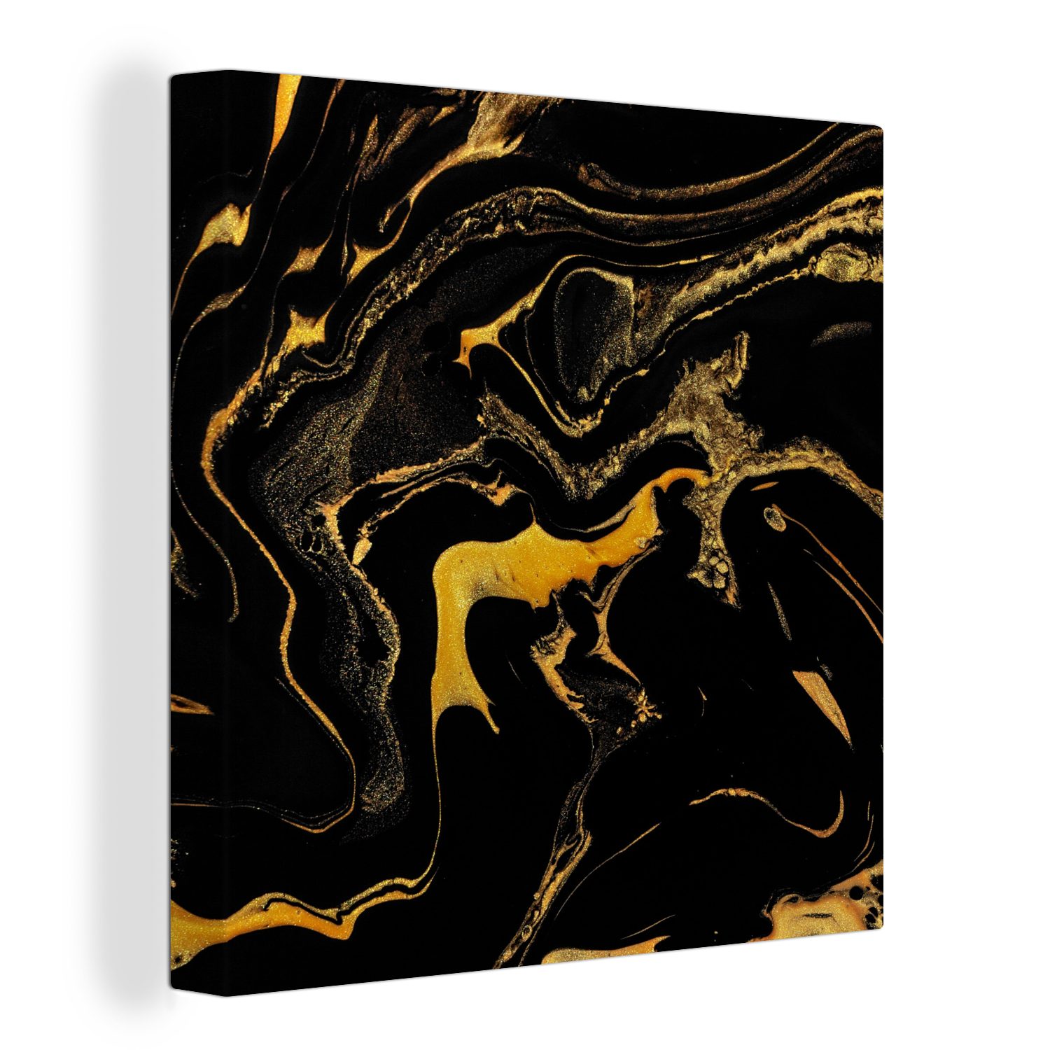 OneMillionCanvasses® Leinwandbild Muster - Gold - Schwarz, (1 St), Leinwand Bilder für Wohnzimmer Schlafzimmer
