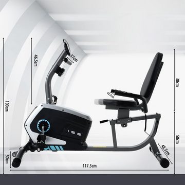 ISE Sitz-Heimtrainer ISE Heimtrainer mit Magnetbremssystem, Fitnessbike,Speedbike, Transporträdern, Pulssensoren und LCD-Display, 8 einstellbare Widerstandsstufen SY-6801