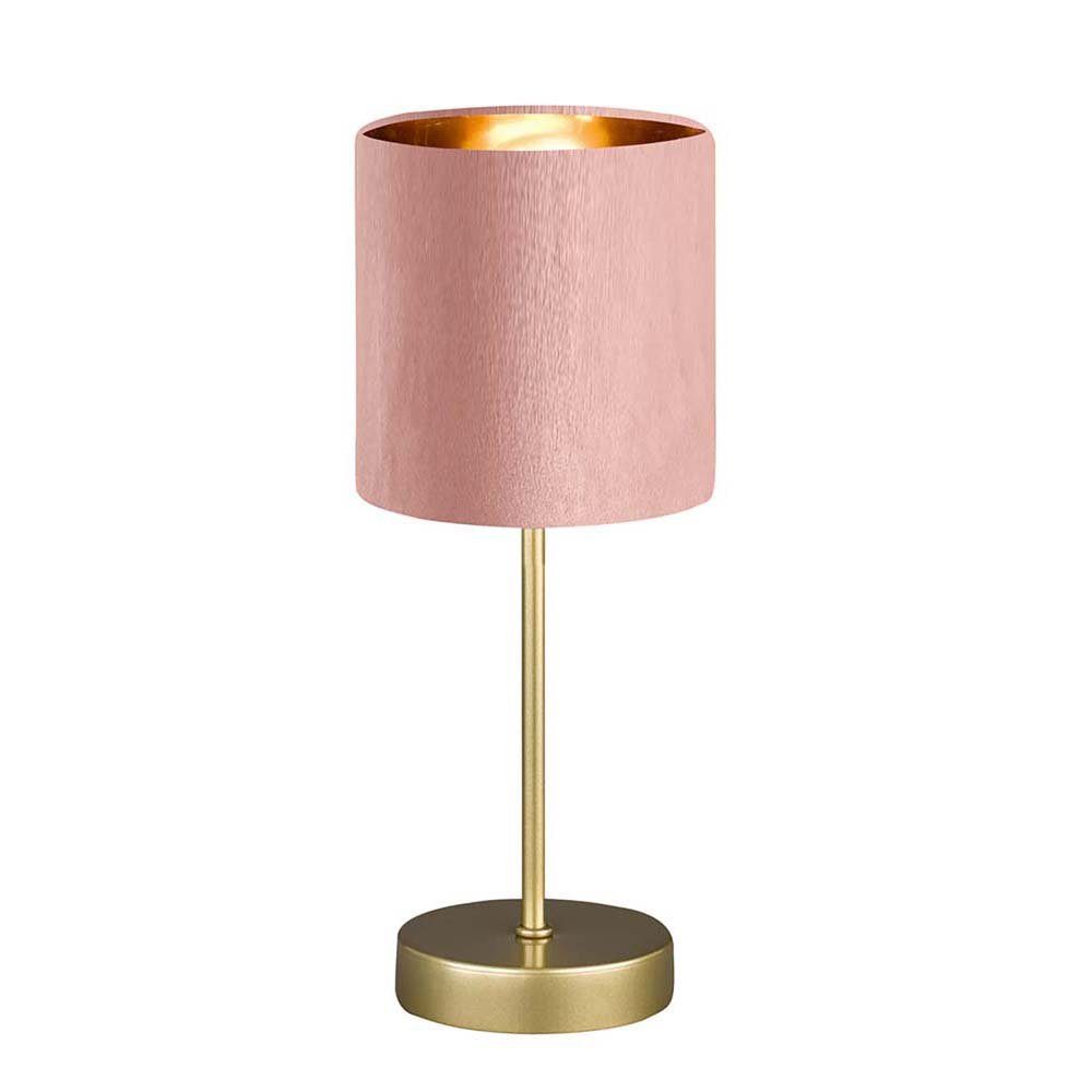 etc-shop LED Tischleuchte, Tischleuchte Nachttischlampe Schlafzimmerlampe Gold Roséfarbe H 34 cm