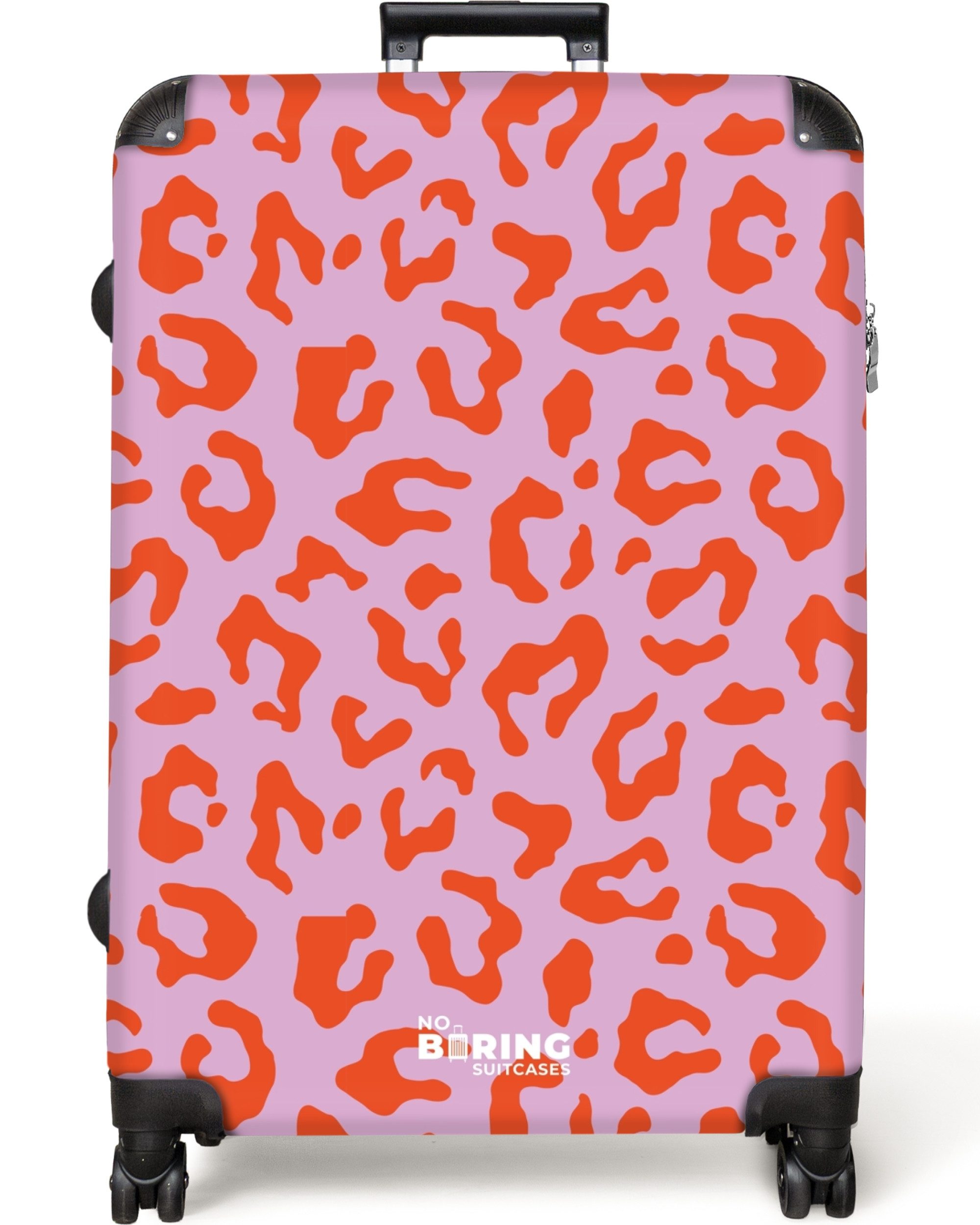 NoBoringSuitcases.com© Hartschalen-Trolley Rosa mit rotem Panther-Aufdruck günstig online kaufen