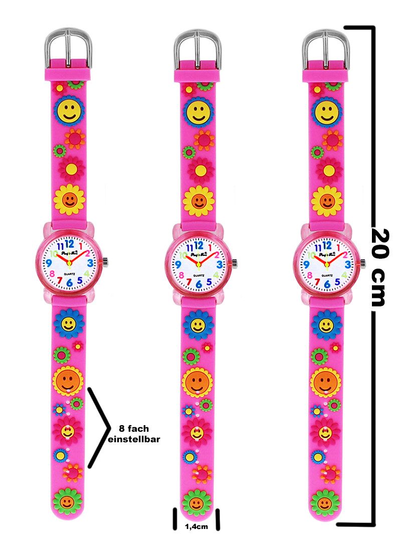 Pacific Time Quarzuhr Kinder Armbanduhr Blumen Silikonarmband, Gratis Versand