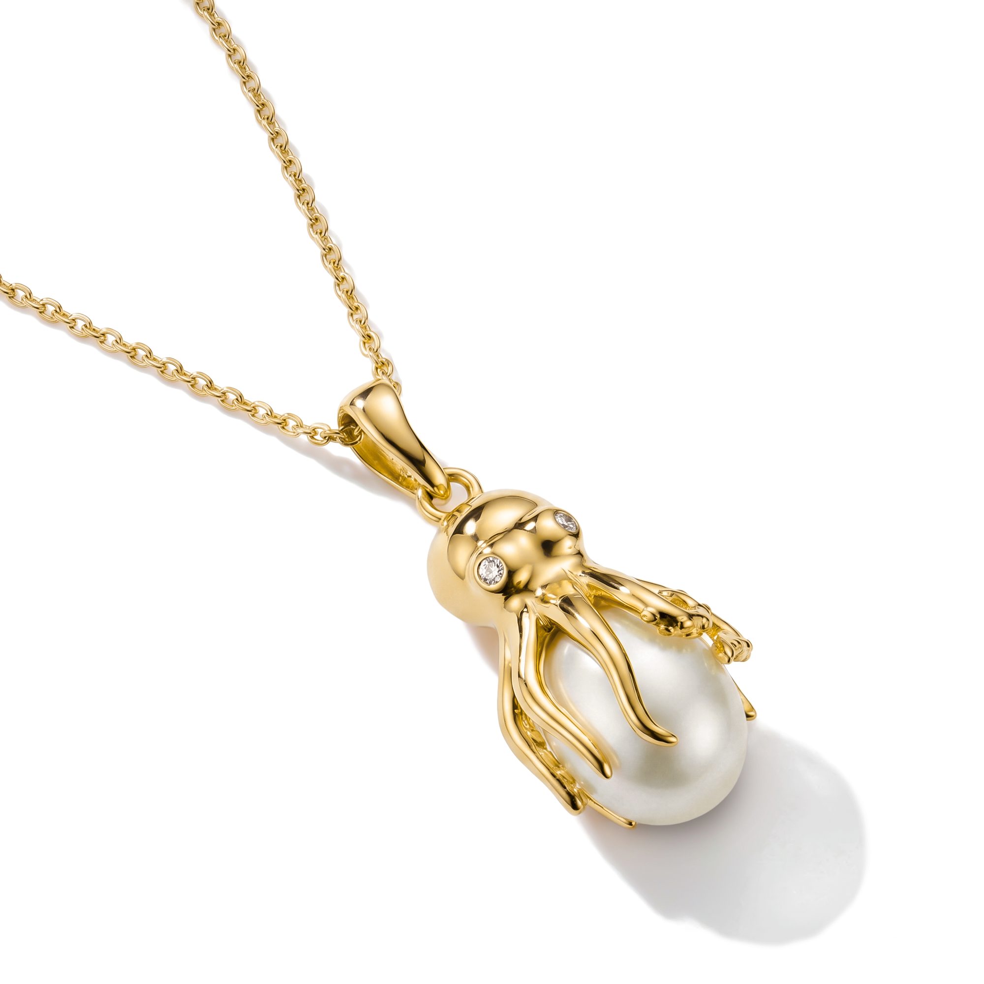 THOMAS SABO Kettenanhänger Fluid Elegance Oktopus-Design-Anhänger, mit Zirkonia (synth) - mit Perle (imitiert)