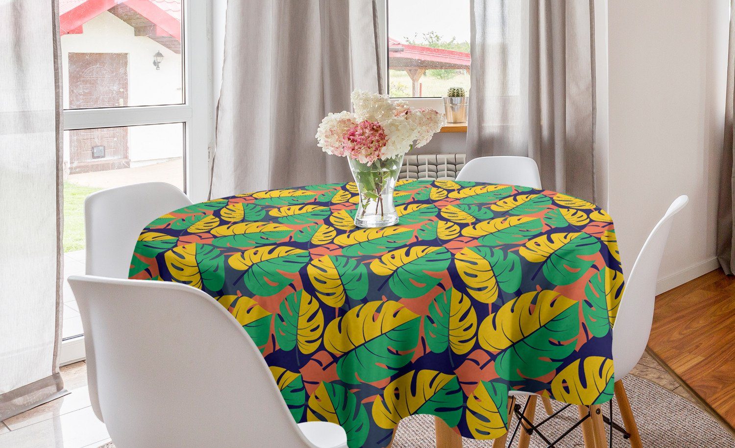 Abstrakt tropischen Abdeckung Dschungel Küche Kreis Exotisch Tischdecke Dekoration, Abakuhaus für Esszimmer Tischdecke