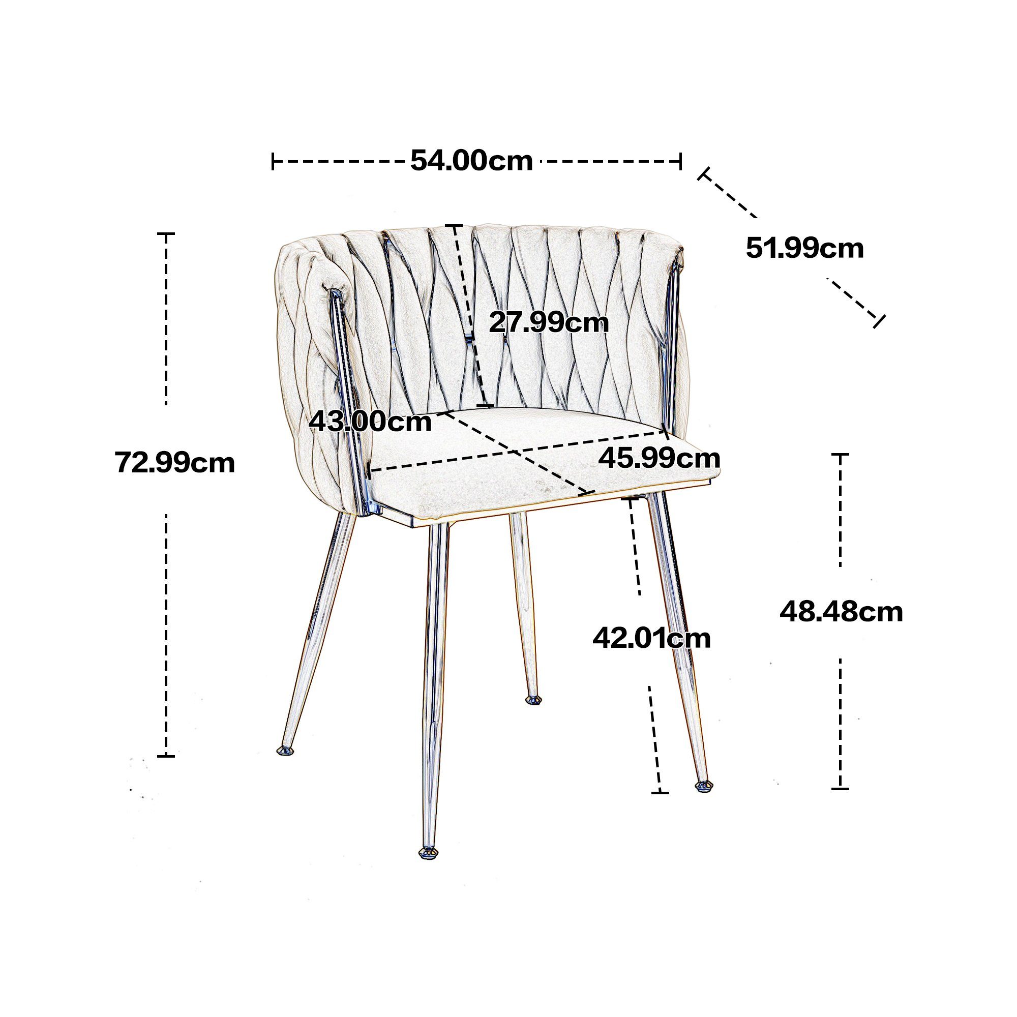 Samt Akzent 4-Fußstuhl OKWISH 2-teilig/SET) Eisenmetallfüßen (mit Lounge Leisure grau Stuhl Akzentstuhl Esszimmerstühle