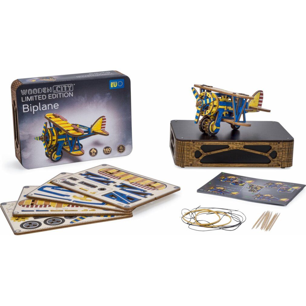 Wooden City Puzzle 3D Puzzle Doppeldecker Limited Edition 65 Teile, Puzzleteile
