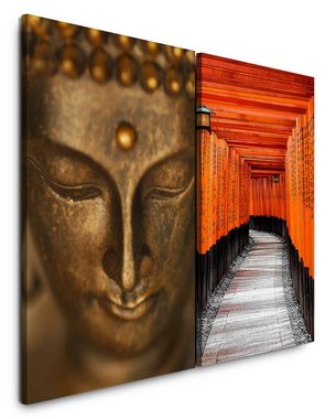 Sinus Art Leinwandbild 2 Bilder je 60x90cm Buddha Fushimi Inari Schrein Kyoto Japan Meditation Ruhe