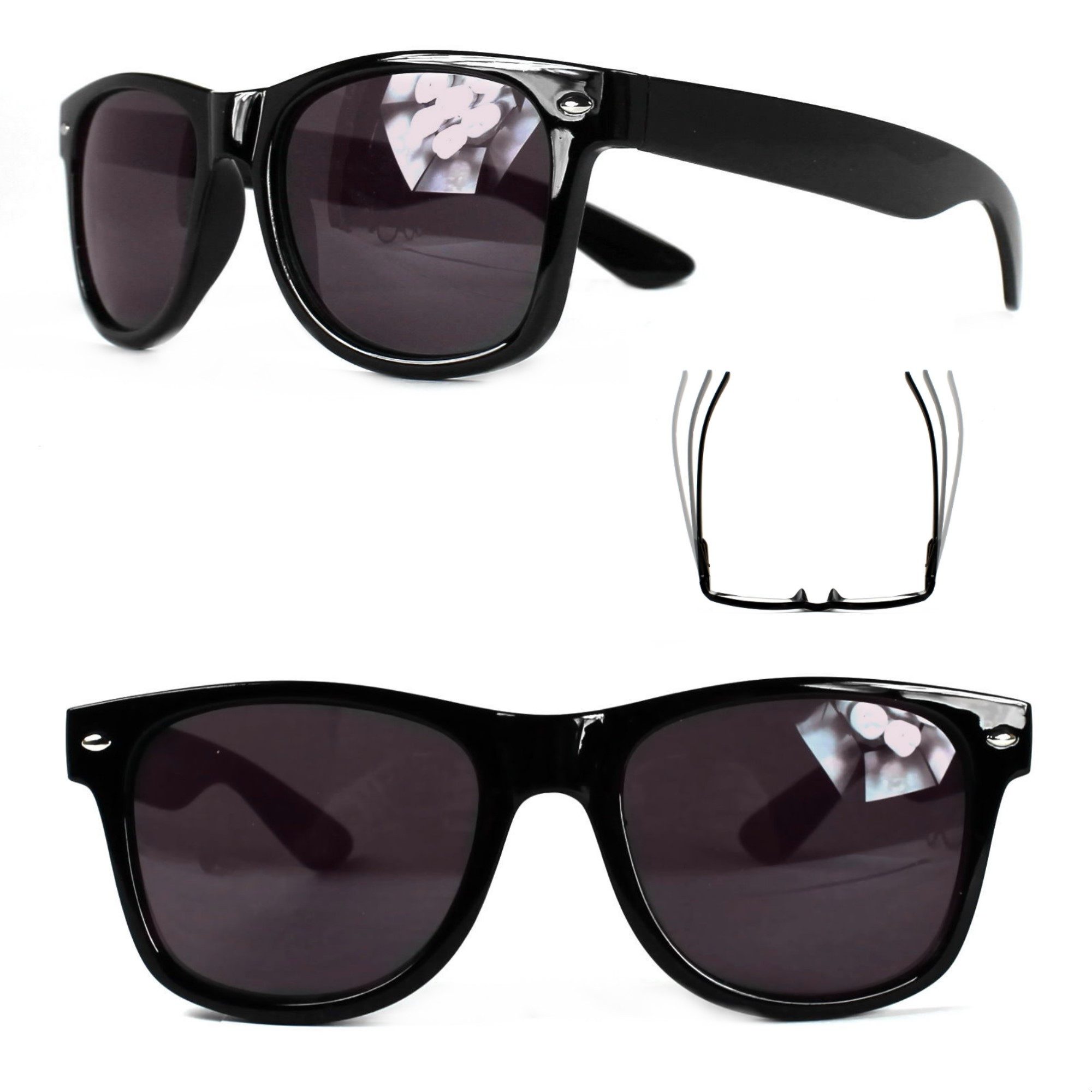 Rennec Sonnenbrille (Spar-Set Retro Sonnenbrillen 1x Schwarz Glanz und 1x Schildpatt Braun) Ovale Sonnenbrillen 1x Lila und 1x Braun Getönte Linsen