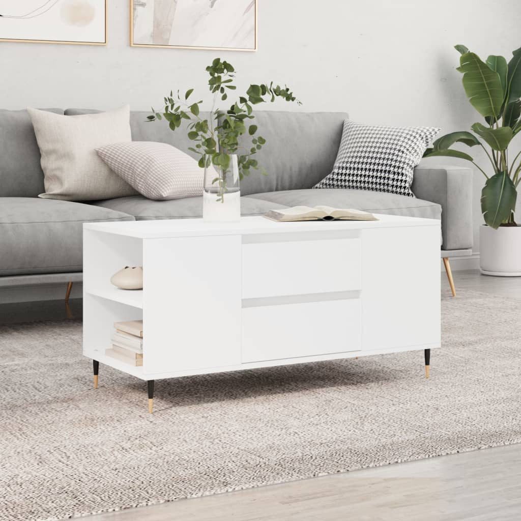 furnicato Couchtisch Weiß 102x44,5x50 cm Holzwerkstoff günstig online kaufen