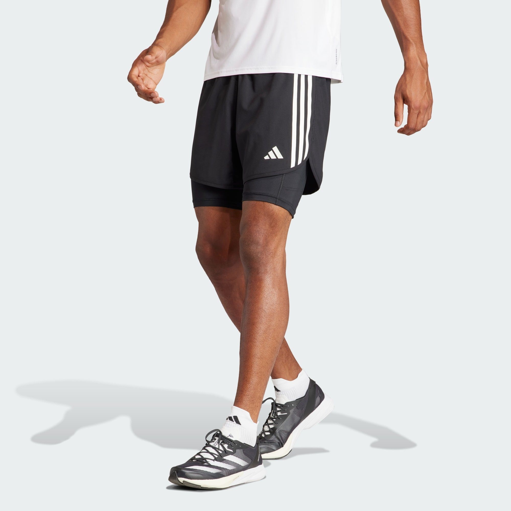adidas Performance Laufshorts OWN THE RUN 3-STRIPES 2-IN-1 SHORTS Black