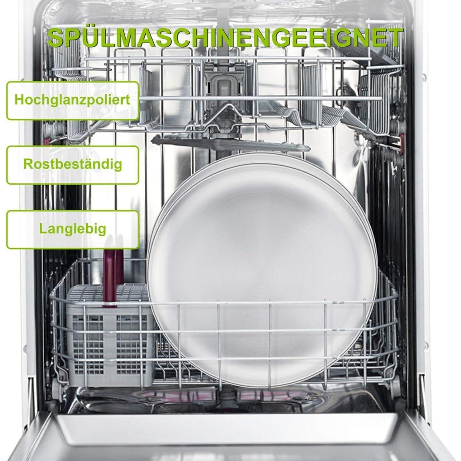LuxusKollektion Pizzablech Pizzablech 4er-Set Edelstahl Rund Pizzaform 26 cm Spülmaschinenfest