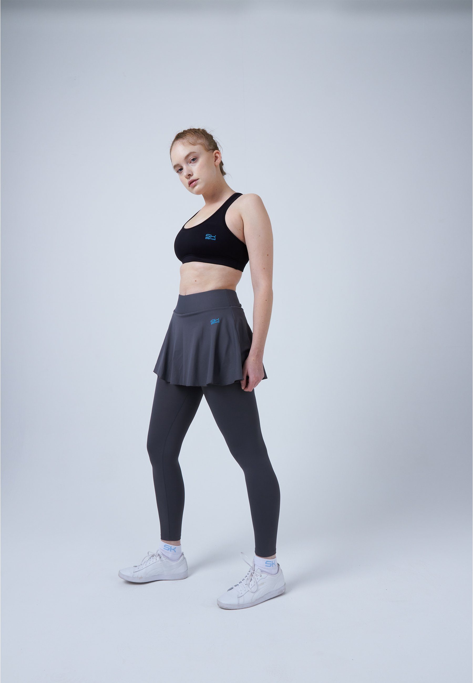 SPORTKIND Tennisrock Advantage 2-in-1 Tennis Skapri Rock mit Leggings Mädchen & Damen grau