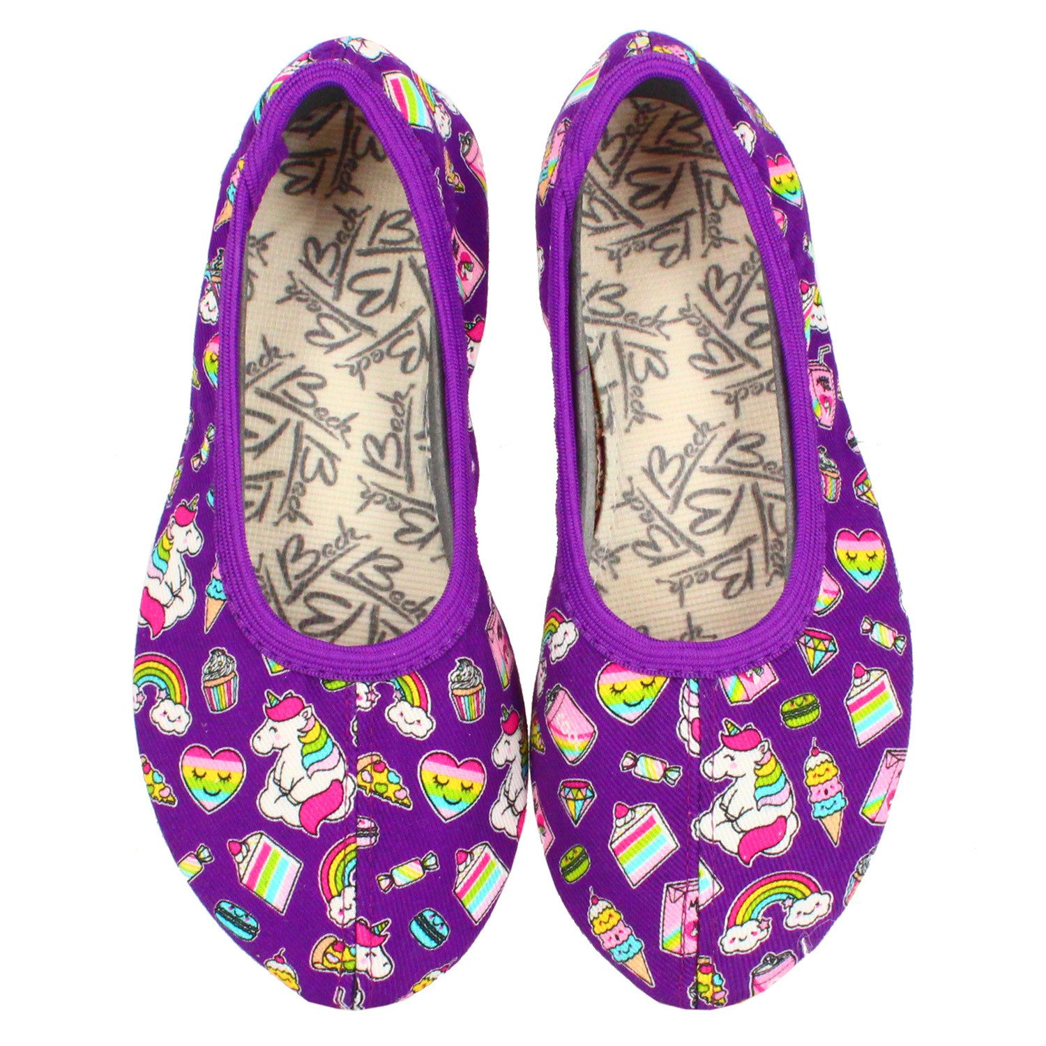 Beck Schläppchen Candy Gymnastikschuh (atmungsaktive Baumwolle) rutschfeste Laufsohle