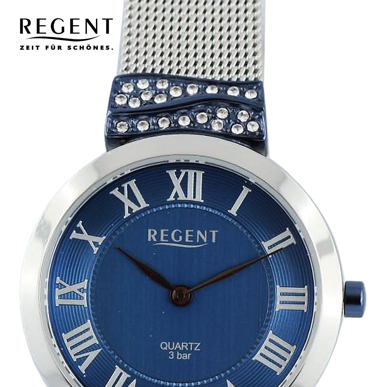 Regent Quarzuhr Regent Damen Armbanduhr Analog, Damen 30mm), groß Metallarmband rund, Armbanduhr extra (ca