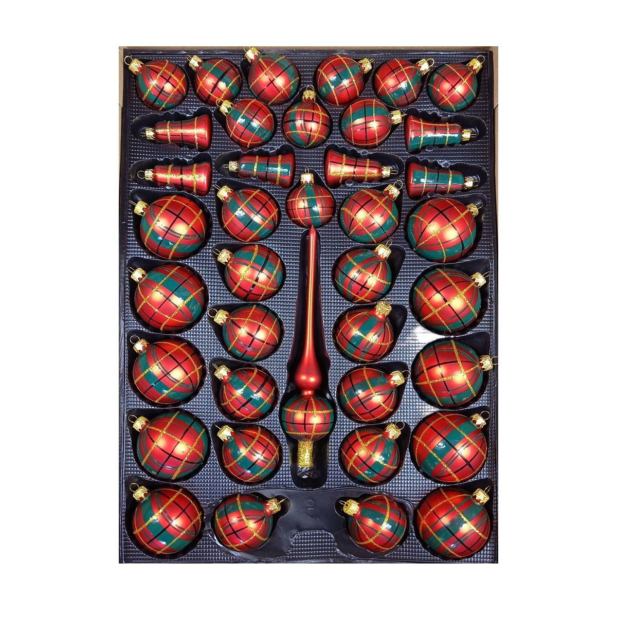 Nostalgie Christbaumschmuck Thüringen Christbaumschmuck SET Christbaumschmuck Glas ROT Caro (39-tlg)