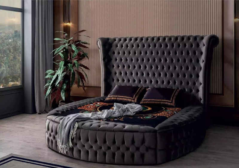 JVmoebel Bett Chesterfield Polsterbett Luxus Schlafzimmer Design Betten Textil Samt (1-tlg., Bett), Made in Europa